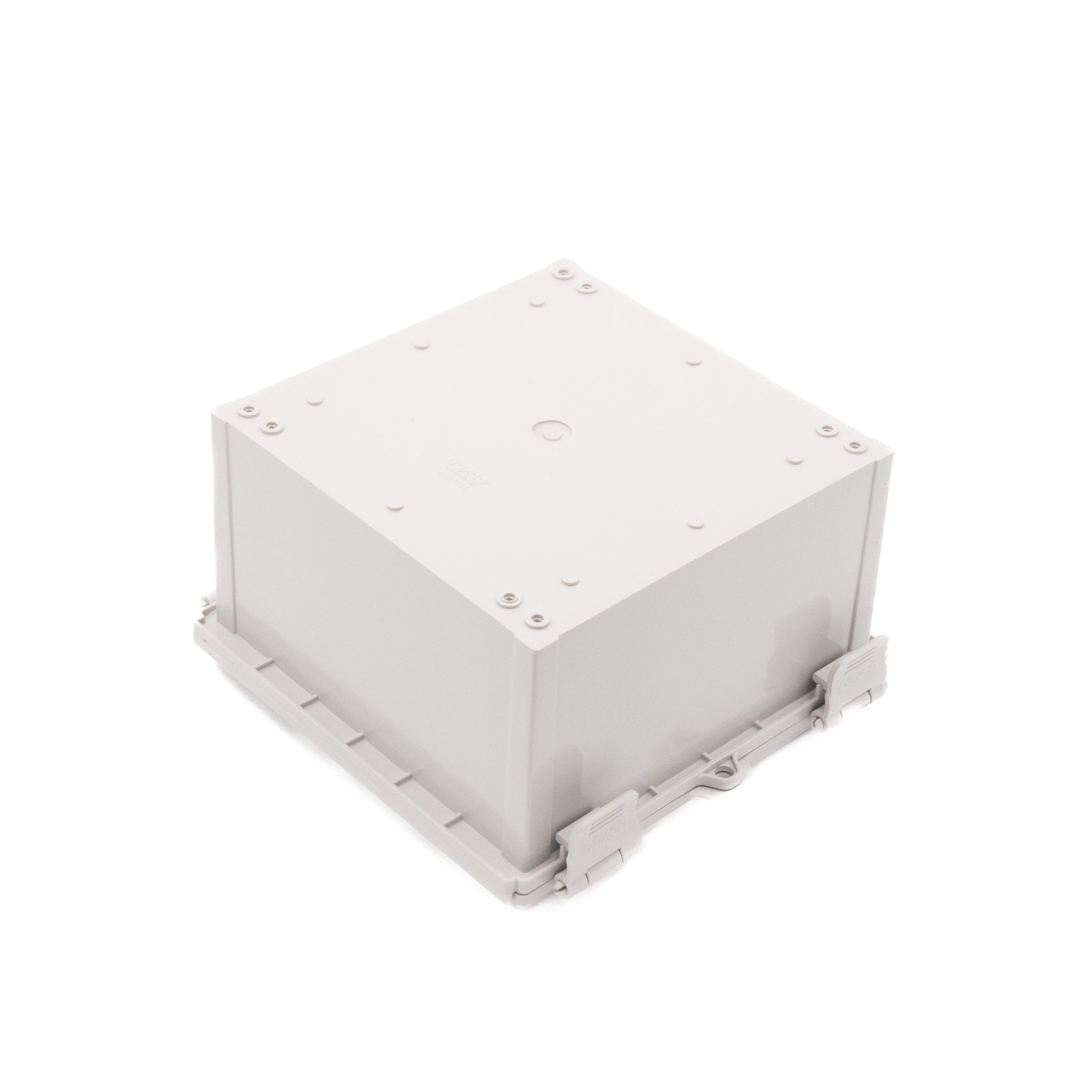 Boxco Q Series 8.27 x 8.27 x 5.12 Inches (210 x 210 x 130mm) Waterproof Plastic Enclosure - IP67 Rated, IK08 Impact Resistant, ABS Material, Grey Hinged Cover with Mounting Plate - Ideal for Outdoor Electronics, Industrial Control Boxes & DIY Projects