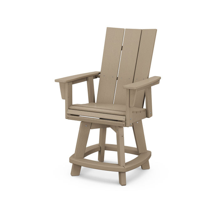 POLYWOOD Modern Curveback Adirondack Swivel Counter Chair - Outdoor Bar Stool for Patio, Deck & Poolside - Weather-Resistant & Durable