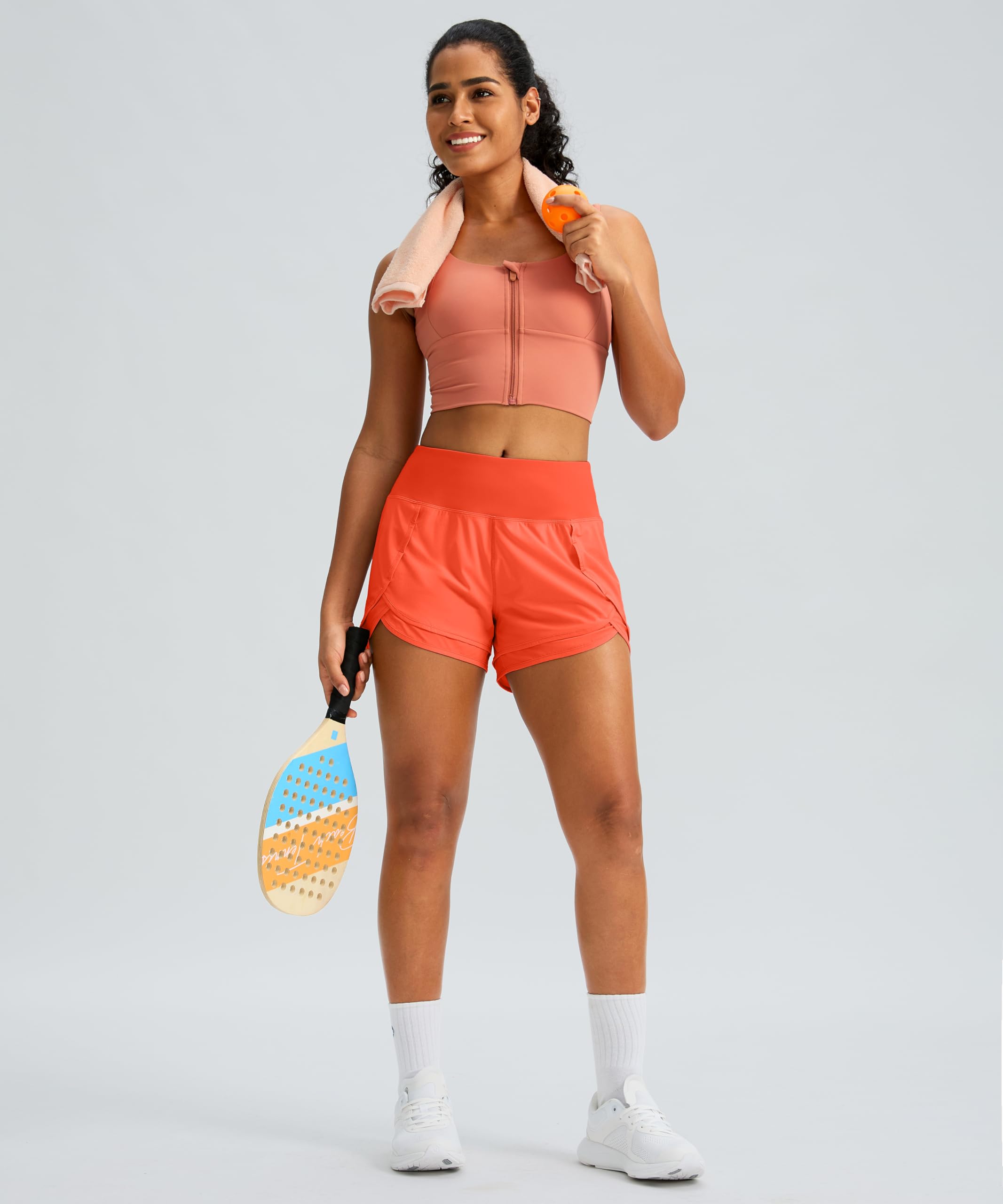 High Waisted Women's Running Shorts - 3 Inch Quick-Dry Gym Workout Athletic Shorts with Zipper Pocket | Perfect for Jogging, Yoga & Outdoor Activities
