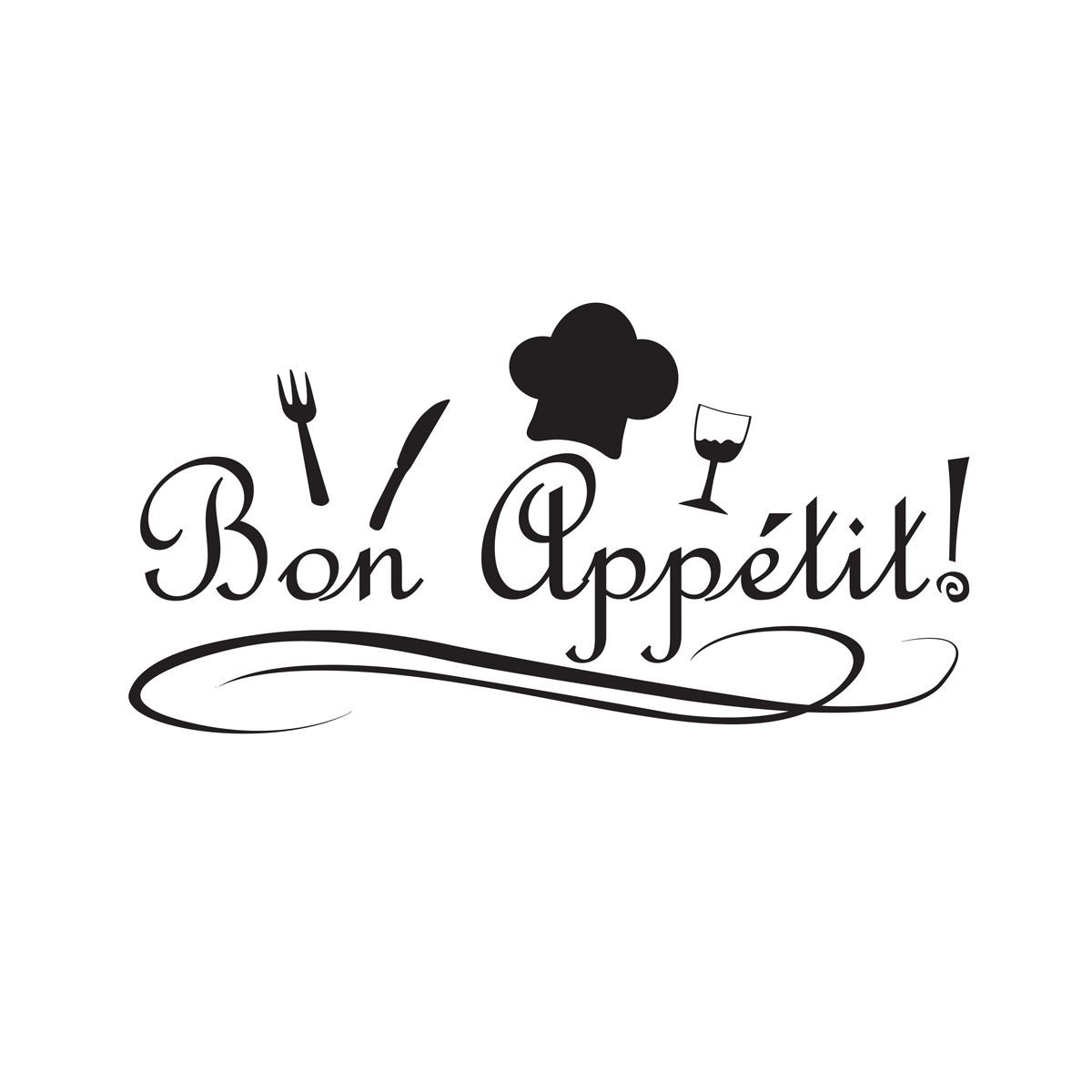 Bon Appetit Kitchen Vinyl Wall Decal - Inspirational Quote Wall Stickers for Home Decor - Perfect for Dining Room, Restaurant & Cafe Decoration