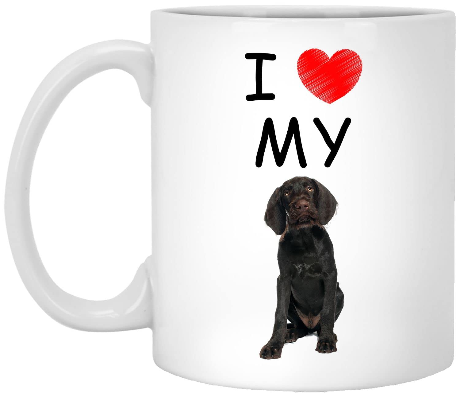 Funny German Shorthaired Pointer Sitting Black Coffee Mug - 11oz Ceramic Cup for Dog Lovers, Perfect Gift for Women & Men (Dog Moms & Dads) - Great for Christmas, Birthday, Office Use & Home Decor