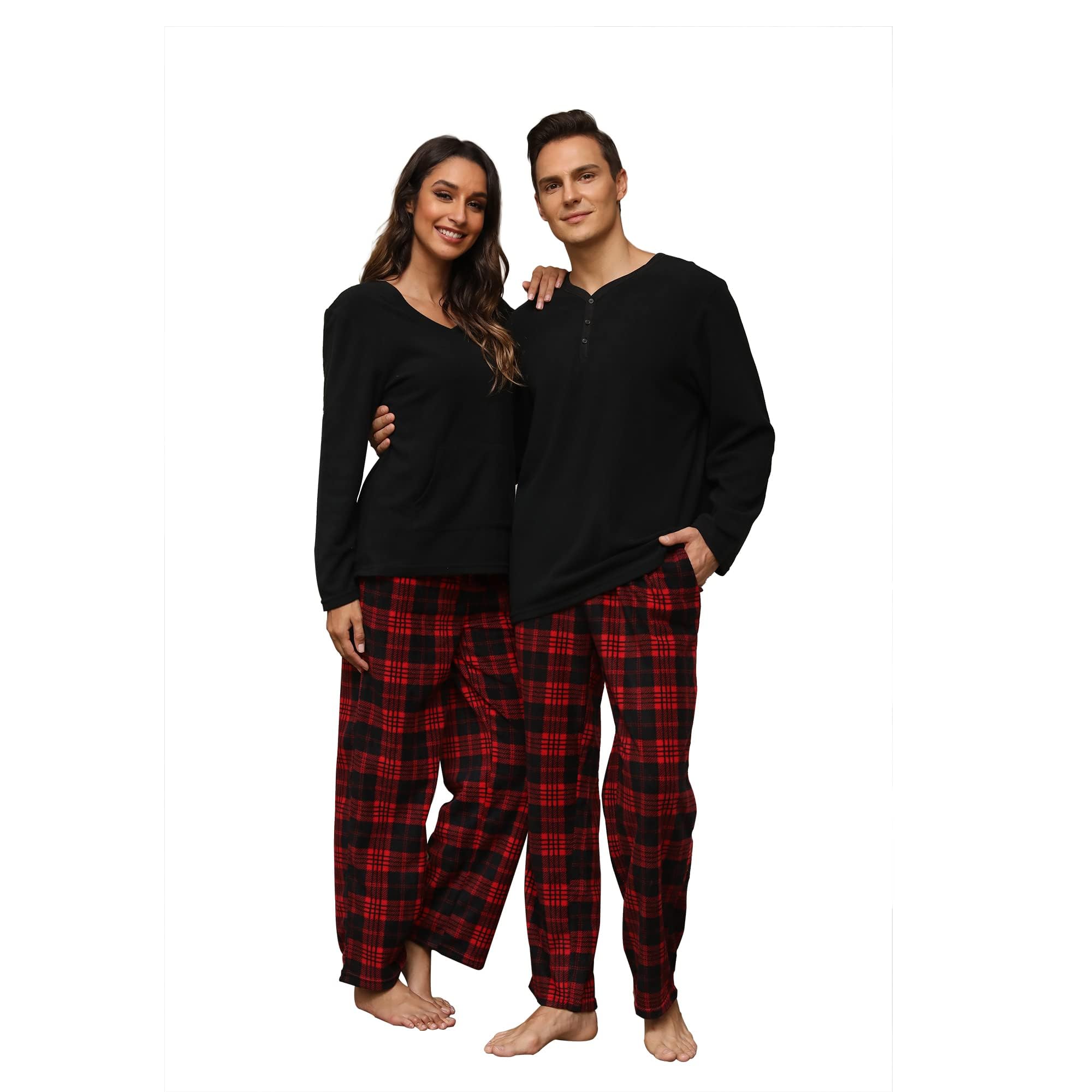 U2SKIIN Plaid Couple Pajama Sets for Men & Women - Soft & Warm Matching Sleepwear for Winter Nights | Perfect for Christmas Gifts, Anniversary Presents & Cozy Date Nights at Home