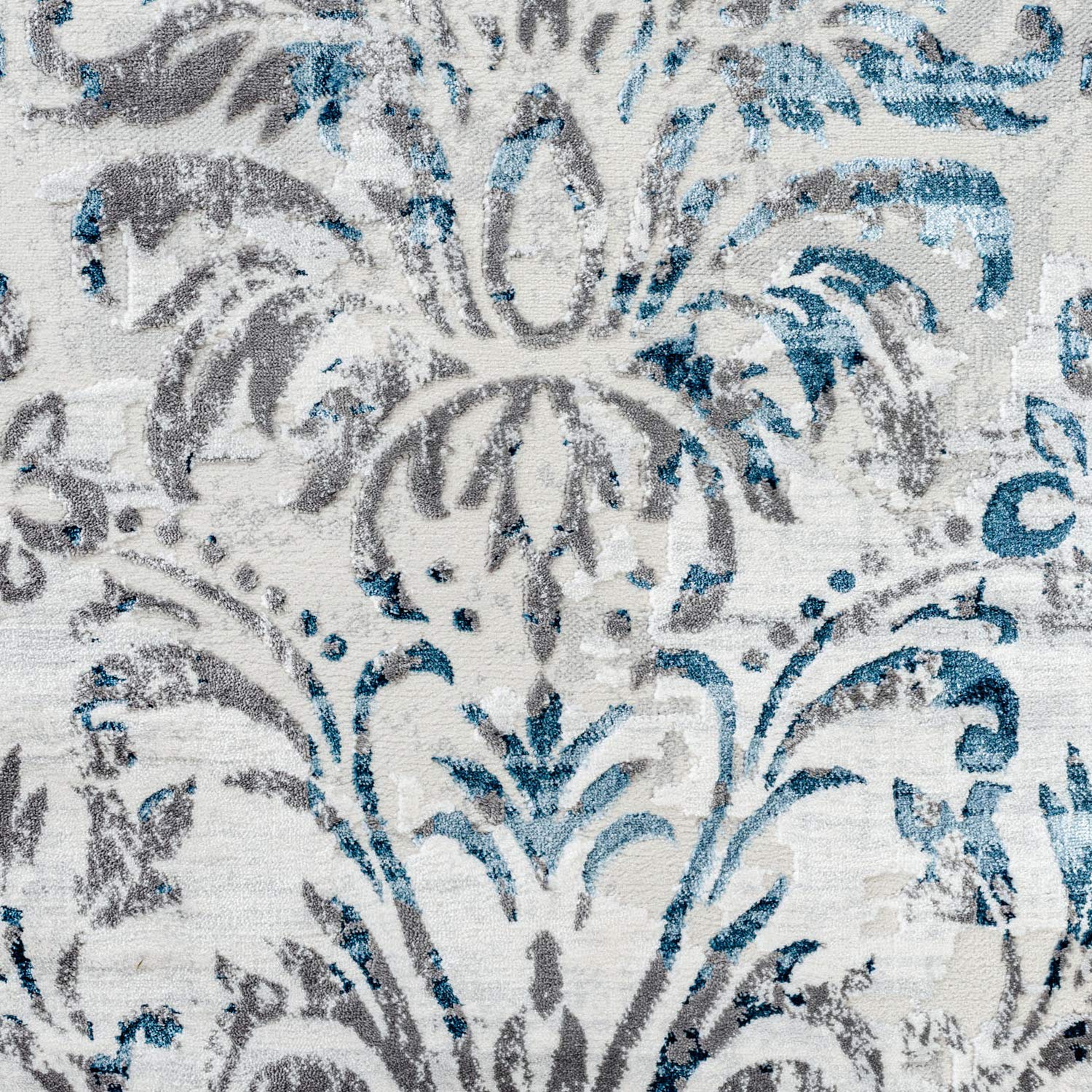 Tayse Kathryn Blue 5x7 Area Rug - Transitional Damask Carpet for Living Room, Bedroom, Dining Room, Entryway, Nursery | Soft & Durable Home Decor | Perfect for Family Gatherings & Cozy Nights