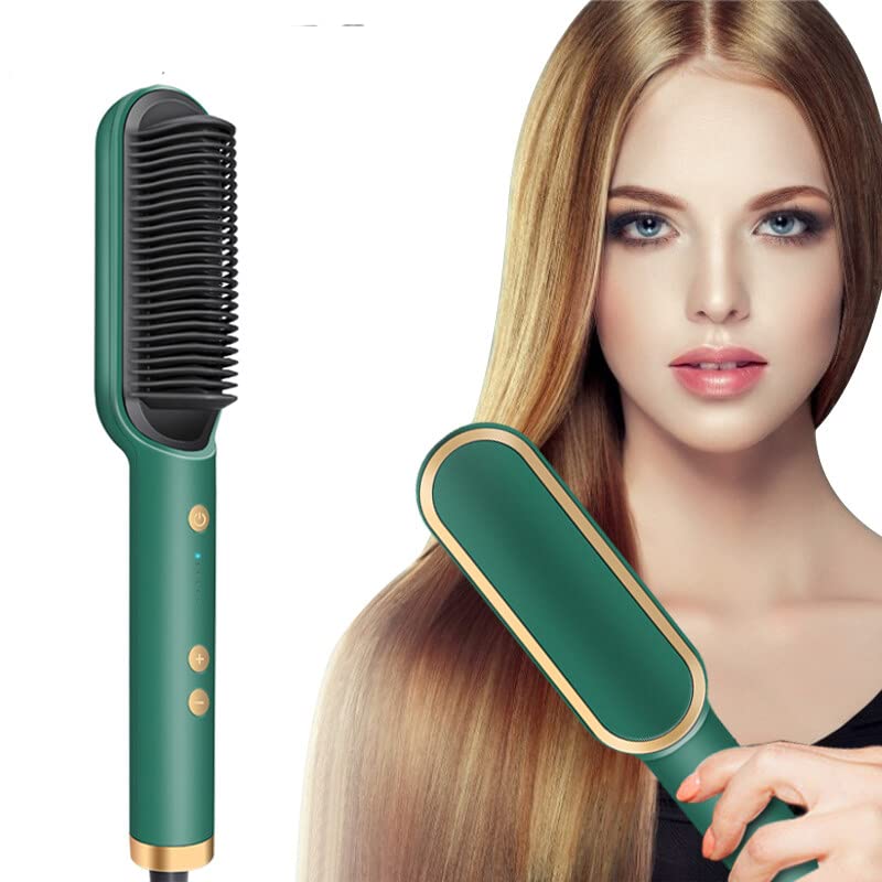 Professional Ceramic Flat Iron for Women - Permanent Hair Straightener & Crimper for Smoothing Treatment - Suitable for All Hair Types (Green) - Perfect for Home Use, Salon Styling & Travel Accessories
