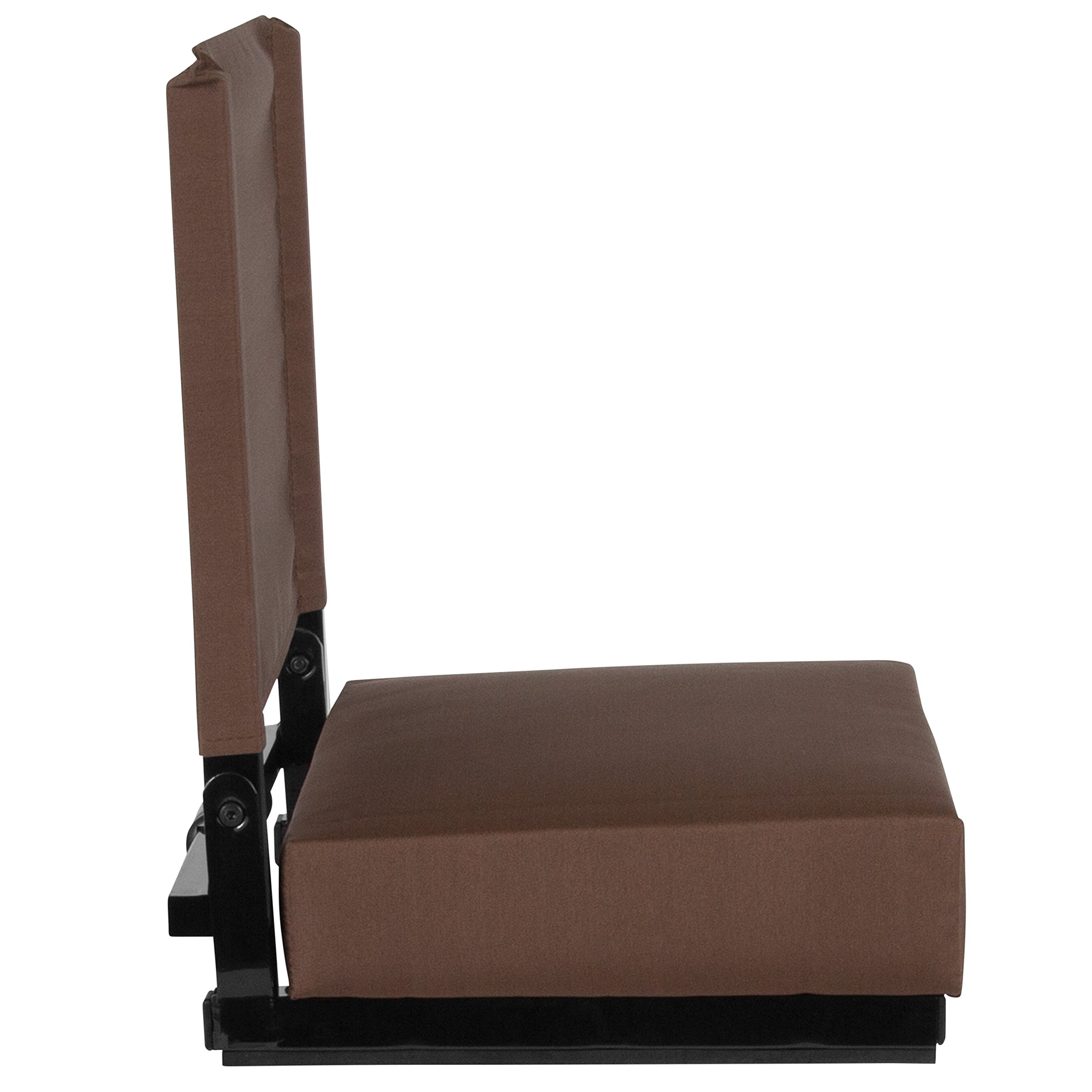 Flash Furniture Grandstand Portable Folding Stadium Seats - 2 Pack Padded Bleacher Chairs with Handle, 500 lb Capacity, Brown - Perfect for Sports Games, Concerts & Outdoor Events