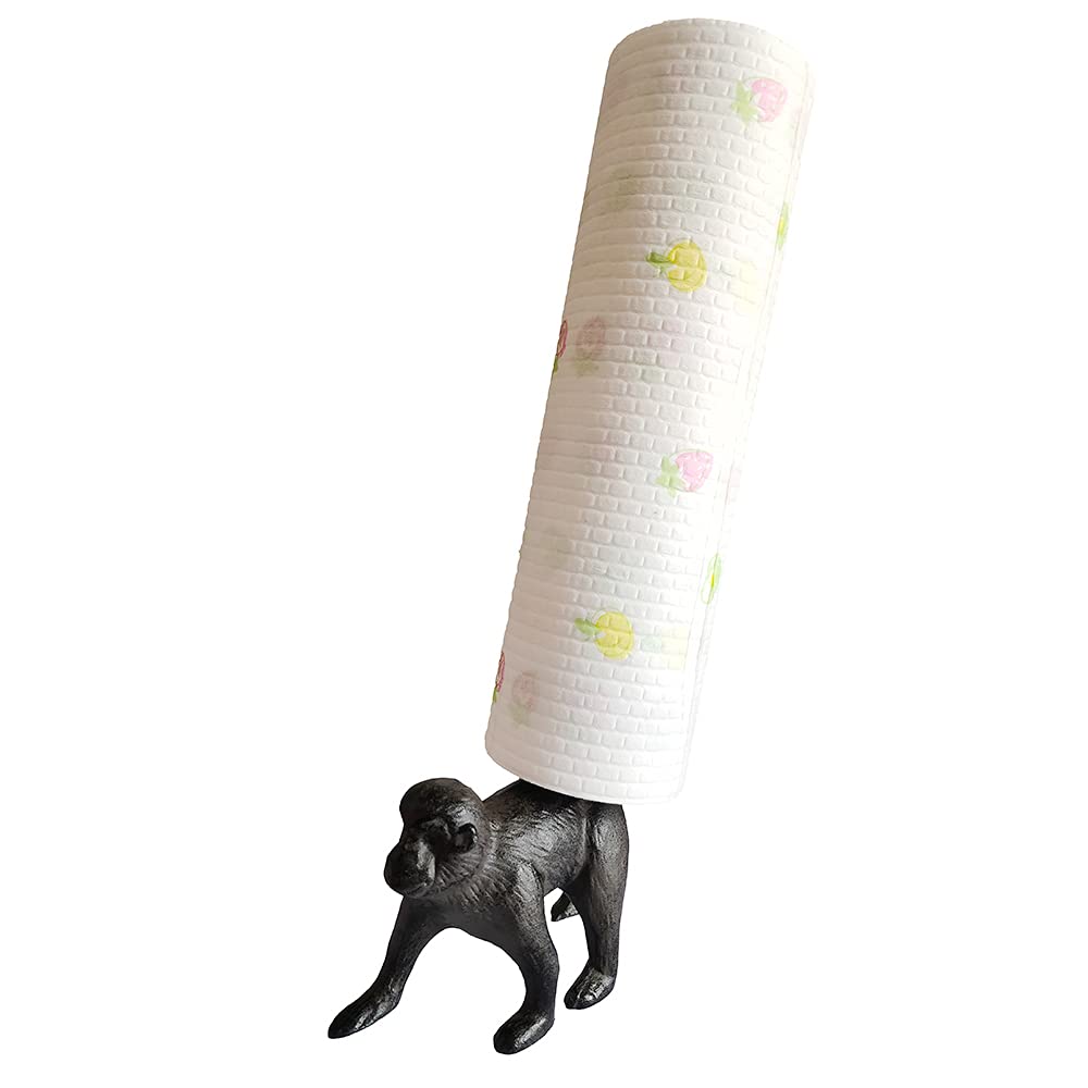 WINTENT Cast Iron Monkey Paper Towel Holder Stand - Rustic Kitchen Decor for Countertop, Bathroom, or Office | Durable & Stylish Organizer