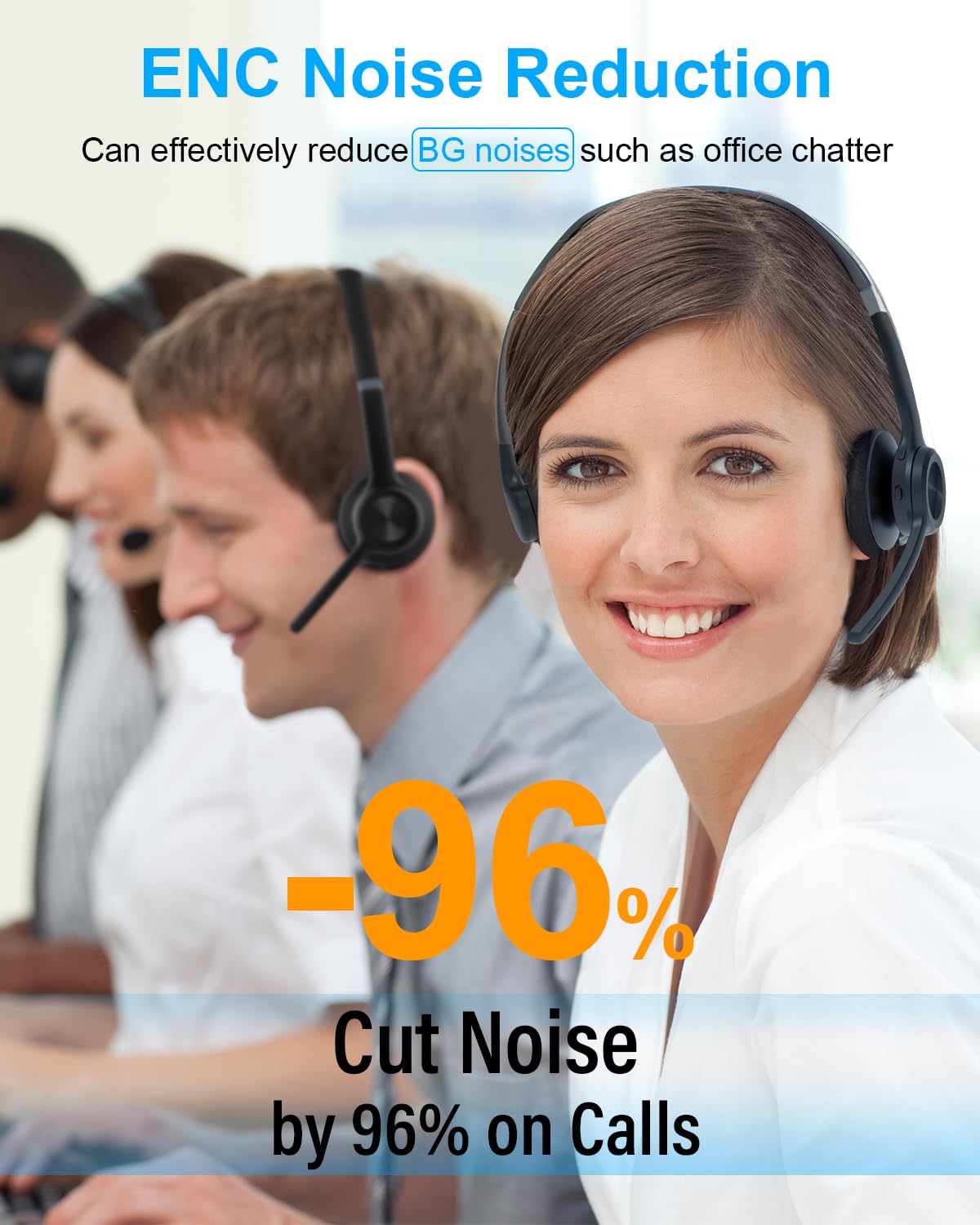 SANOTO Wireless Headset with Microphone for Laptop & PC - Noise Canceling Office Headphones, 40 Hours Playtime, 10M Bluetooth Range - Perfect for Video Calls, Online Meetings, Gaming & Music on Mobile Phone, Computer & Tablet