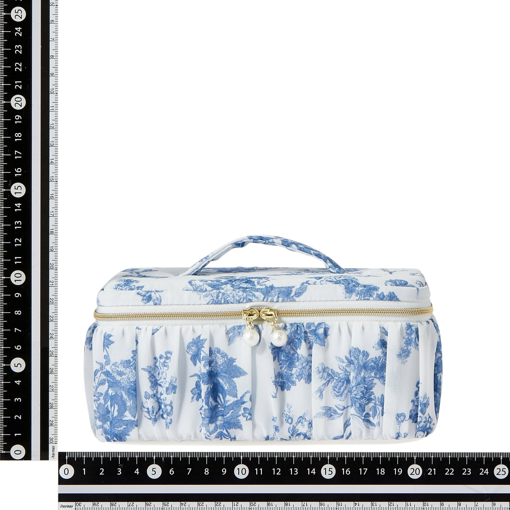 Classic Floral Vanity Pouch - Small Navy Blue Makeup Bag for Women | Perfect for Travel, Bridal Shower & Everyday Use