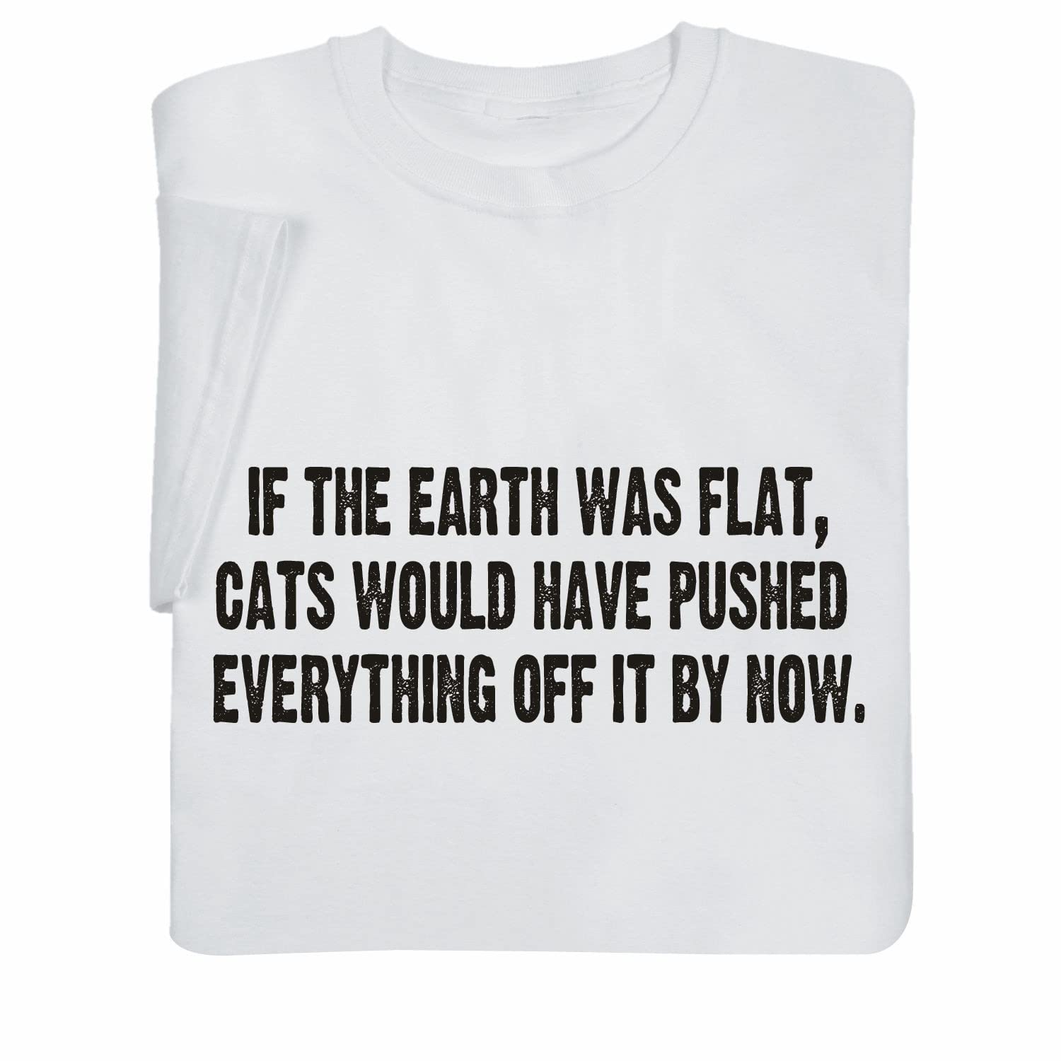 WHAT ON EARTH Unisex Flat Earth Graphic T-Shirt - Funny Cat Joke Tee for Men & Women | White Cotton Casual Shirt for Everyday Wear & Gift Giving