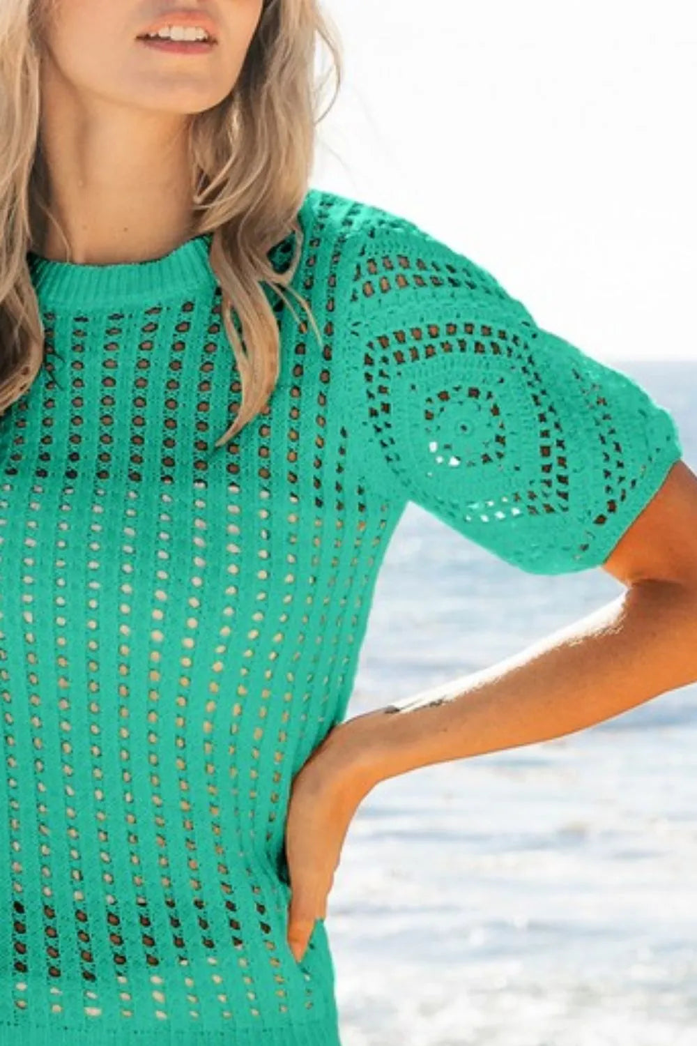 BiBi Crochet Lace Top With Puff Sleeves - Elegant Boho Blouse for Women | Perfect for Summer, Beach, and Date Nights