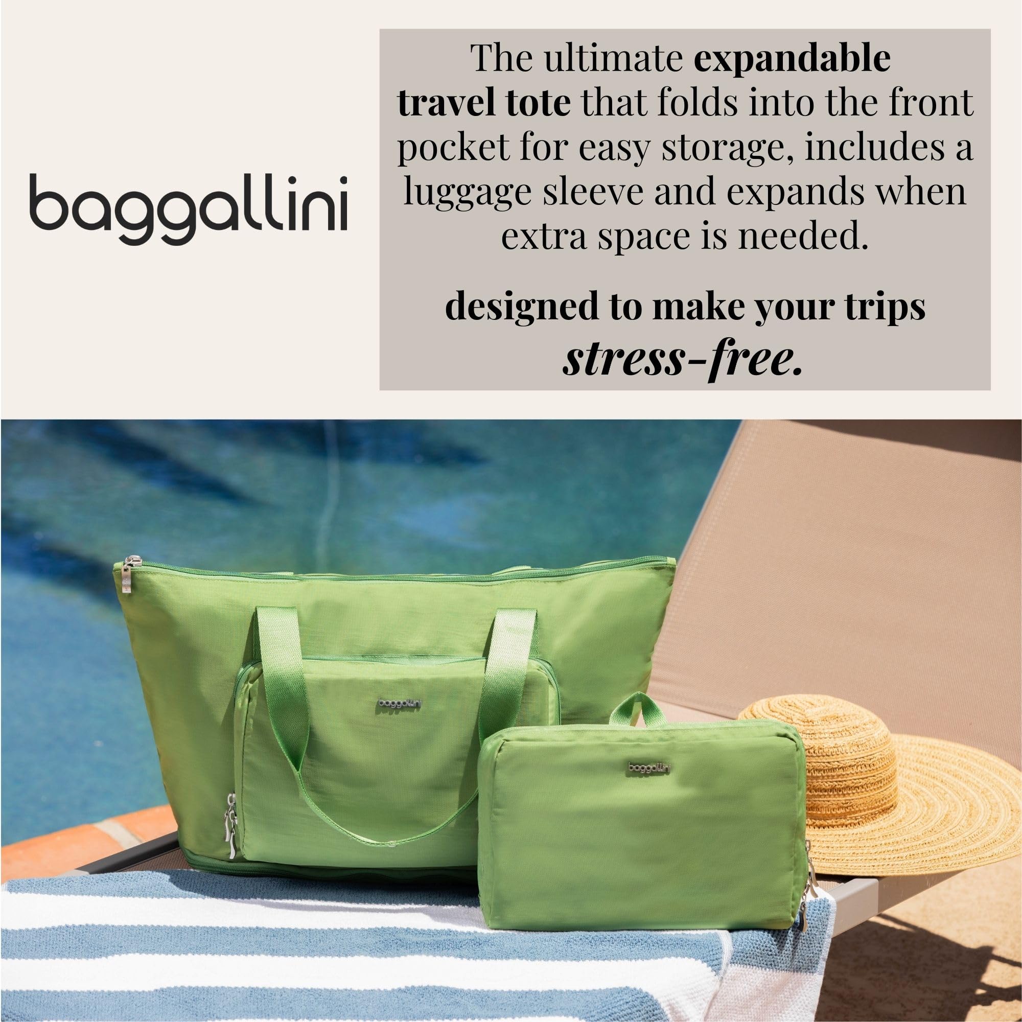 Baggallini Expandable Lightweight Travel Tote Bag - 22