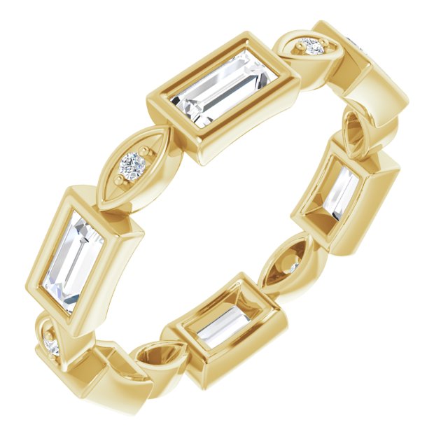 1.00 Carat Straight Baguette & Round Diamond Eternity Wedding Band - Perfect for Anniversaries, Engagements and Special Occasions