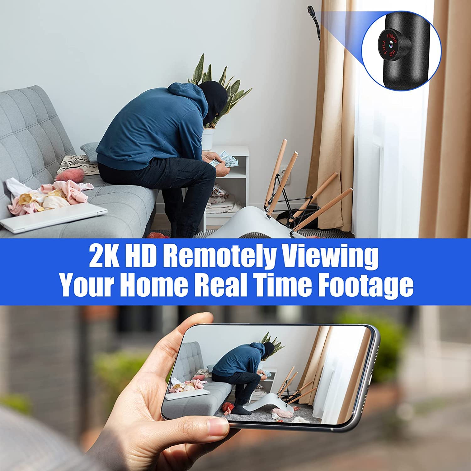 TECHNOVIEW Spy 4K WiFi Hidden Camera - Wireless Security Camera with 12-Hour Battery, Flexible Neck & Motion Detection for Home & Office Surveillance | Perfect for Baby Monitoring, Pet Watching & Indoor Security