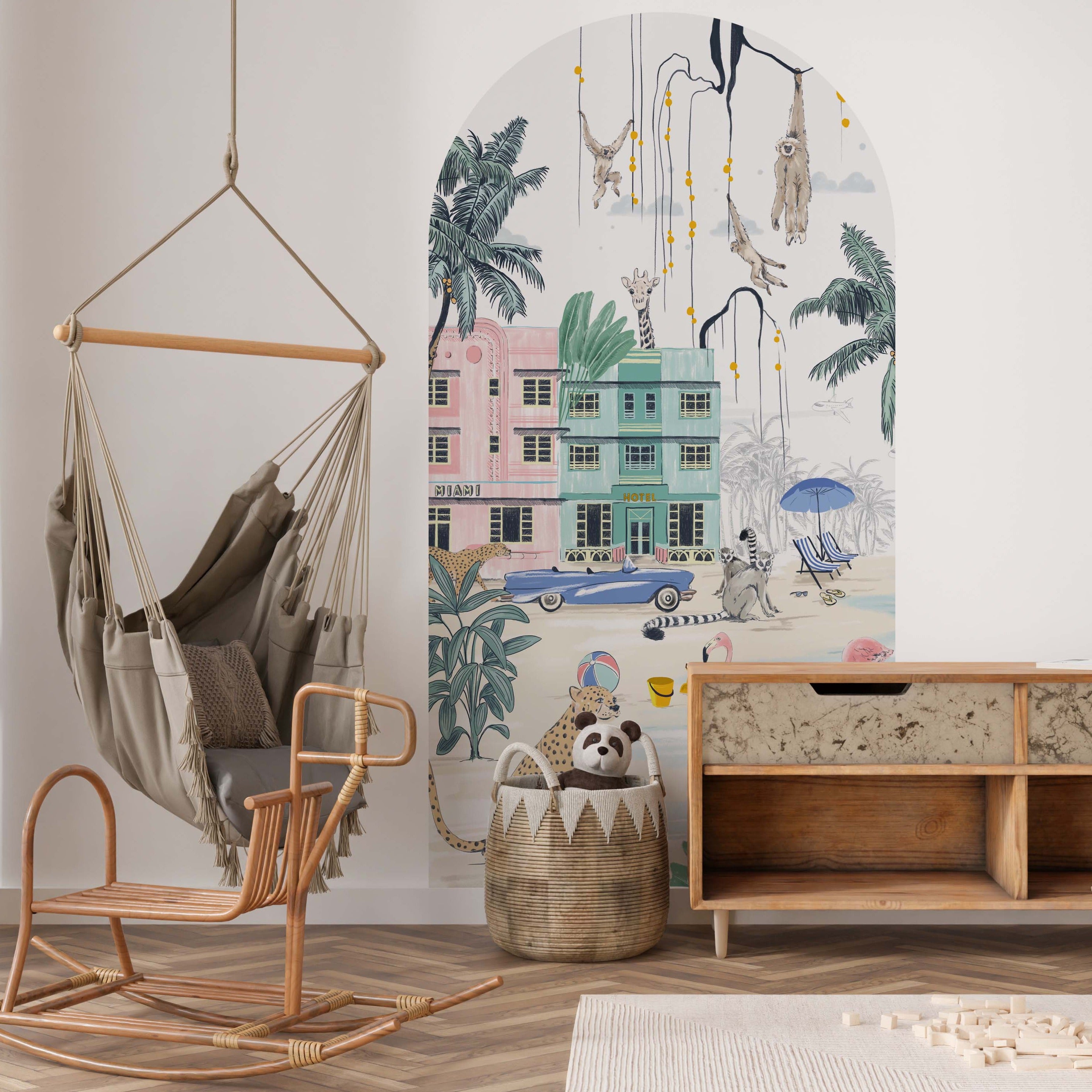 Peel and Stick Arch Wallpaper Decal - Miami Beach Design | Self-Adhesive Wall Art for Bedroom, Living Room & Nursery Decor