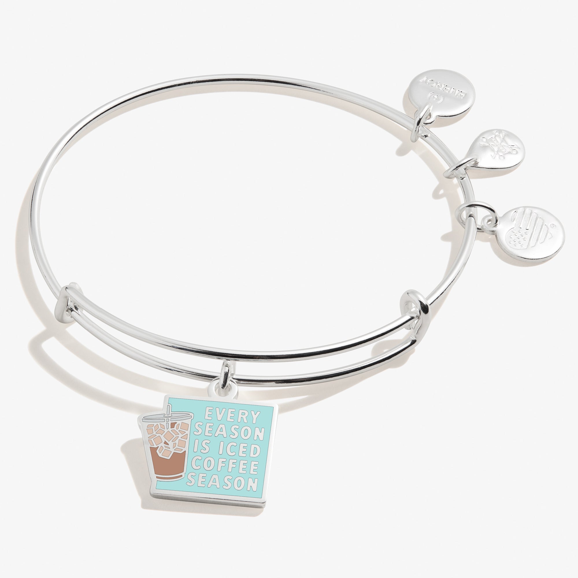 Every Season is Iced Coffee Season' Charm Bangle Bracelet - Stylish Coffee Lover Jewelry for Women - Perfect for Casual Wear, Office Accessories & Coffee Date Outfits