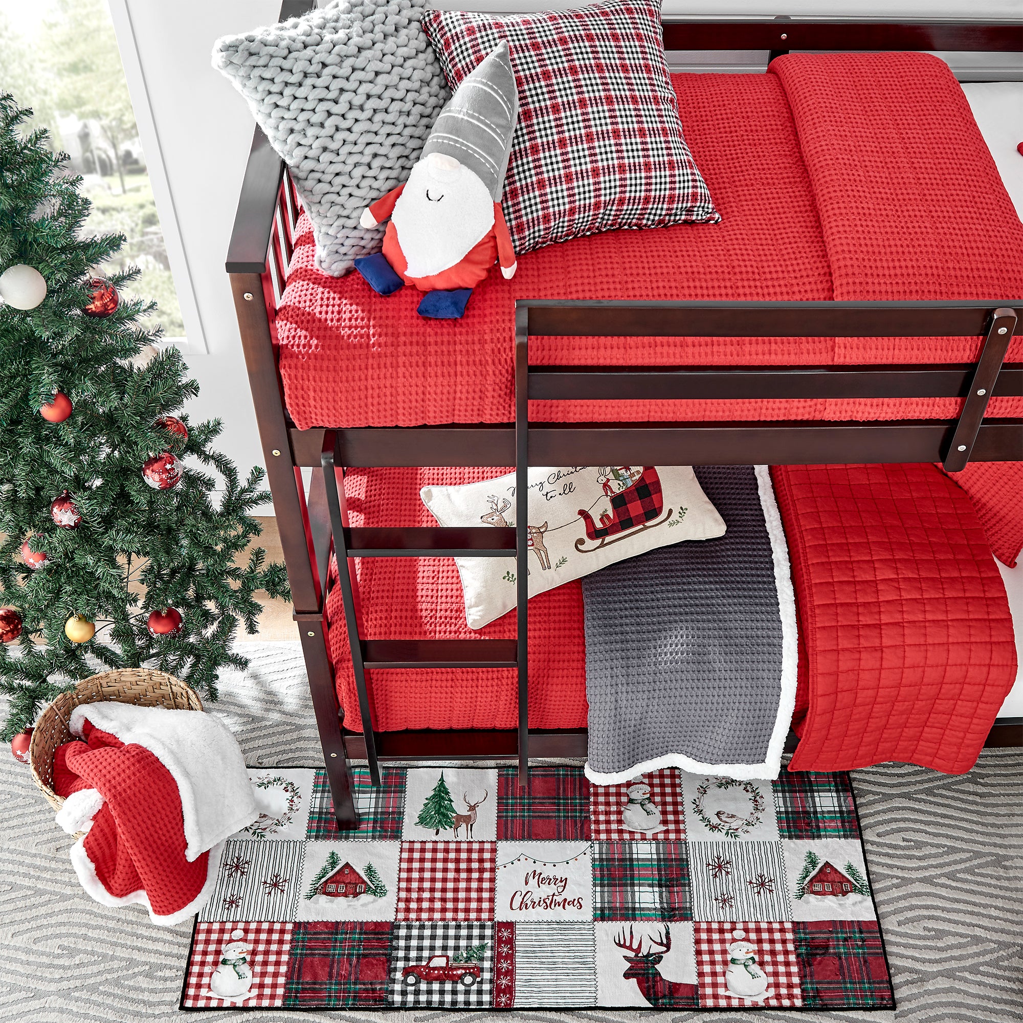 Mills Waffle Red Quilt Set - King Size Bedding, Ultra Soft & Breathable, Perfect for Winter Warmth - Cozy Home Decor, Guest Room & Master Bedroom Upgrade