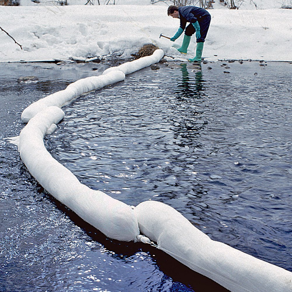 Oil-Only Absorbent Boom - 12 Gallon Capacity, Absorbs Oils & Fuels, Repels Water, 8