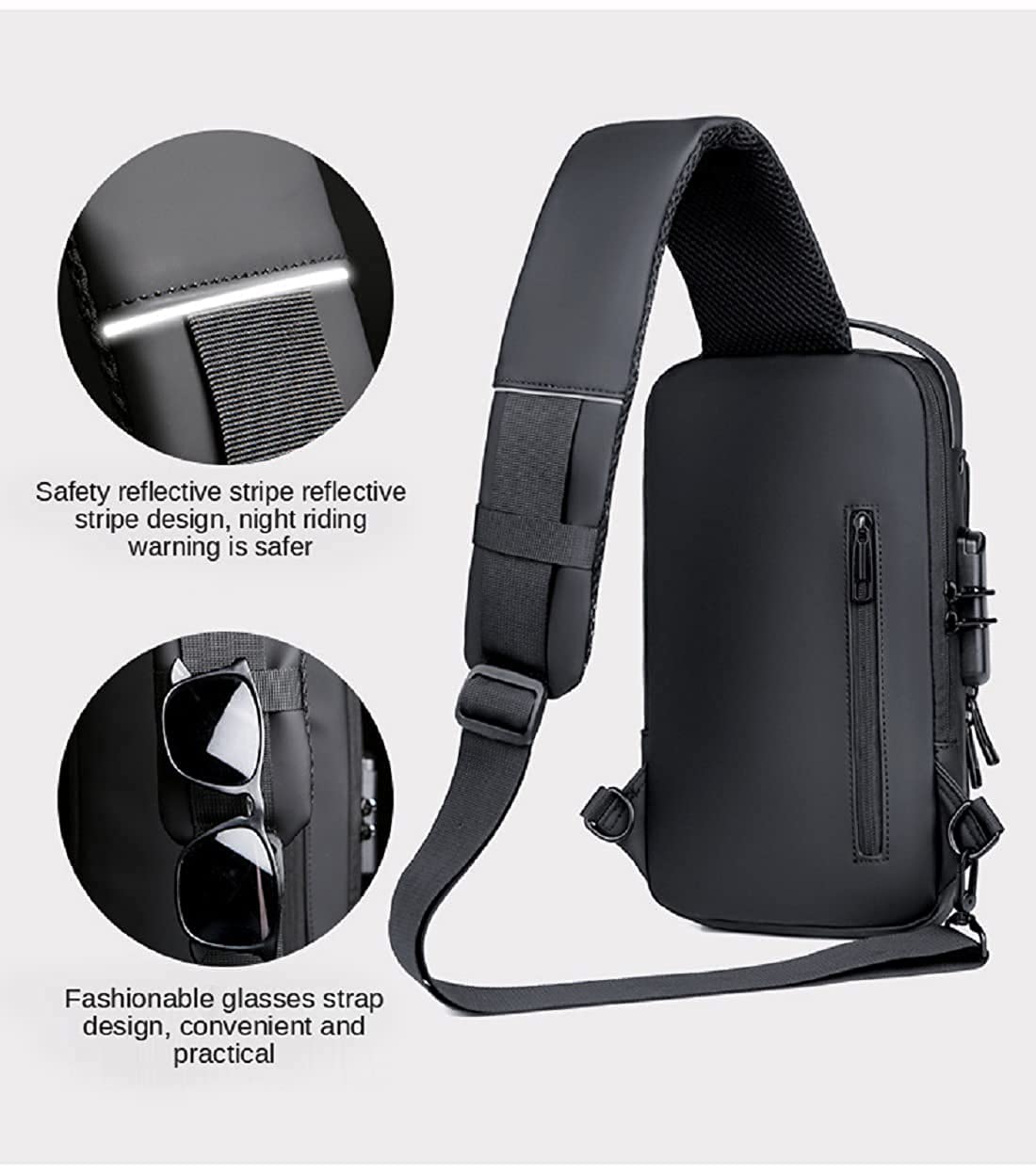 Anti-Theft Waterproof Crossbody Sling Bag with USB Charging Port & Password Lock - Secure Travel Shoulder Bag for Hiking, Camping, Biking & Daily Commute - Durable Chest Pack for Men & Women (1PC)