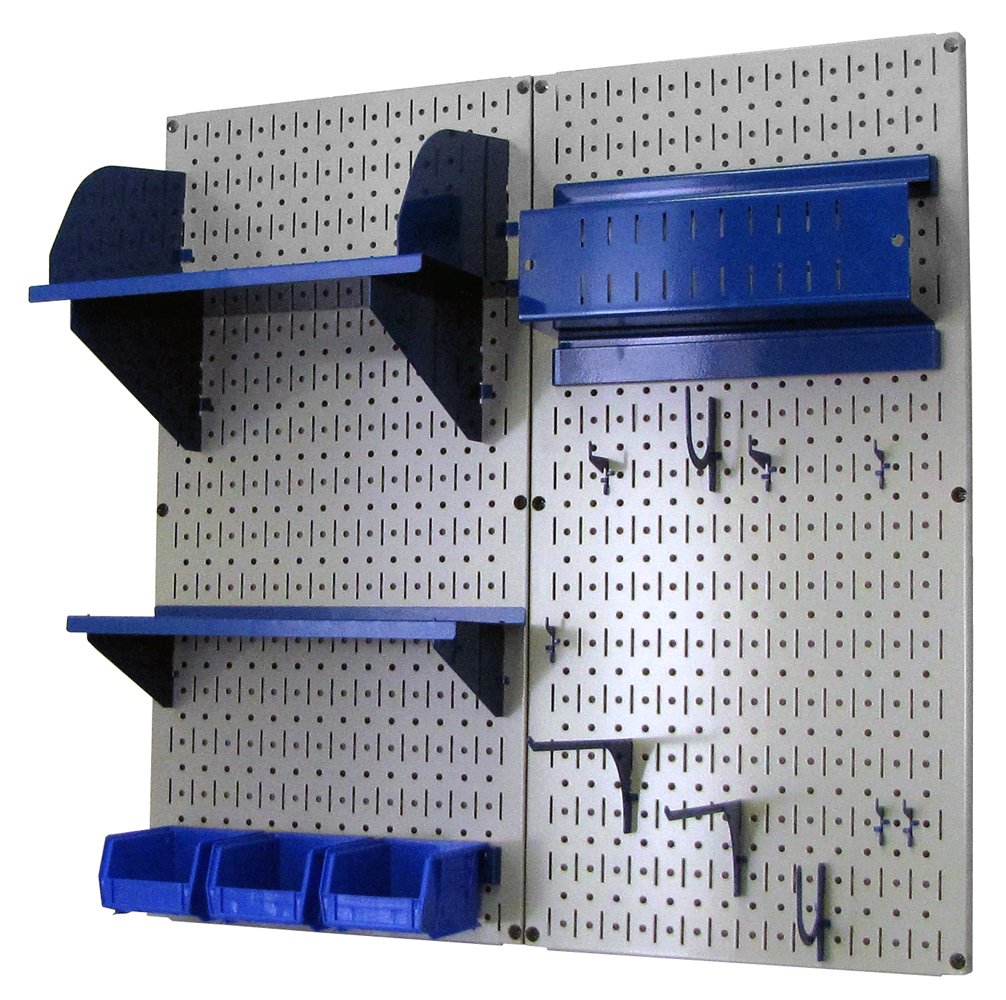 Wall Control Craft & Hobby Pegboard Organizer Storage Kit - Gray Pegboard with Blue Hooks & Accessories - Perfect for Garage, Workshop & Craft Room Organization