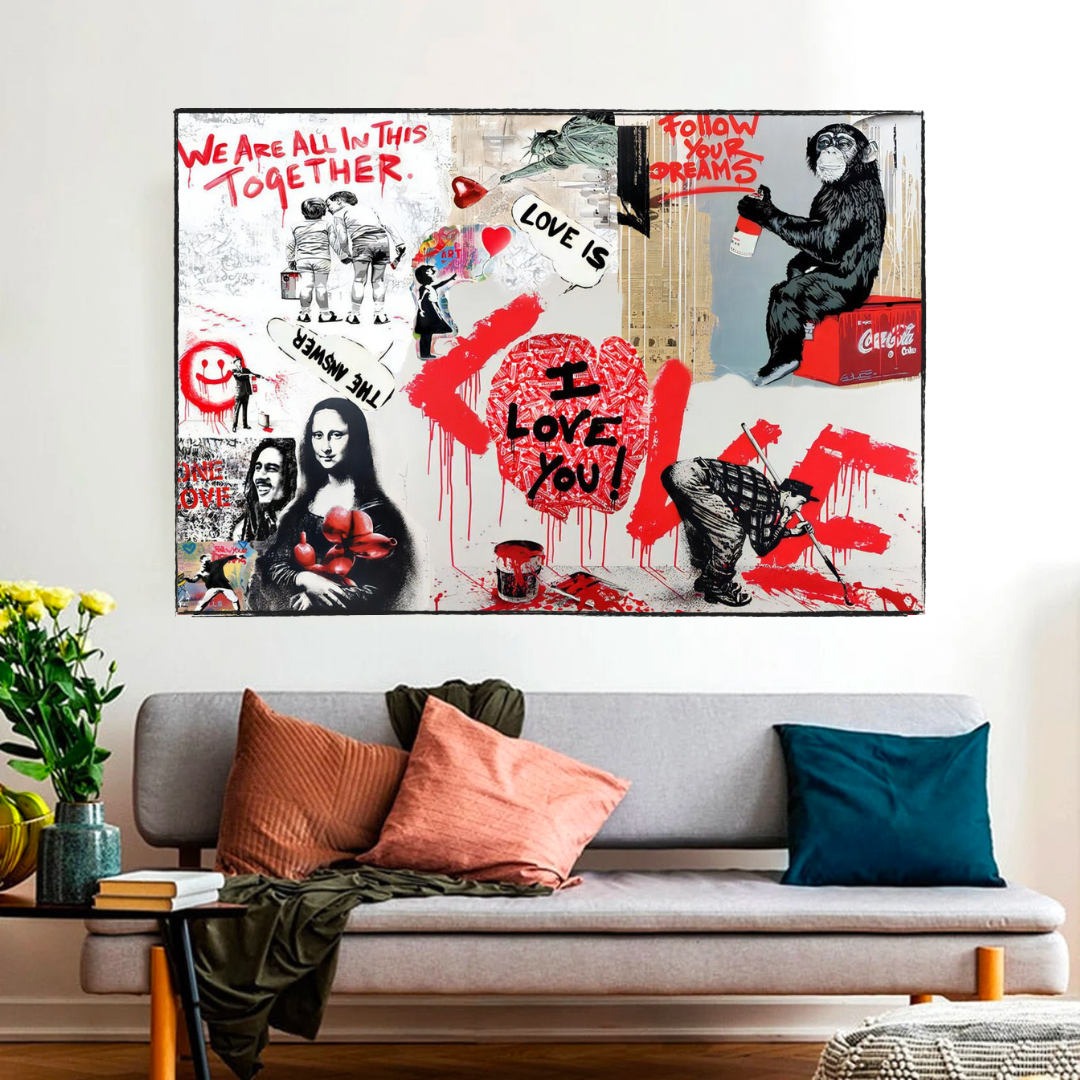Banksy 'We Are All in This Together' Canvas Wall Art - Modern Home Decor for Living Room, Bedroom & Office