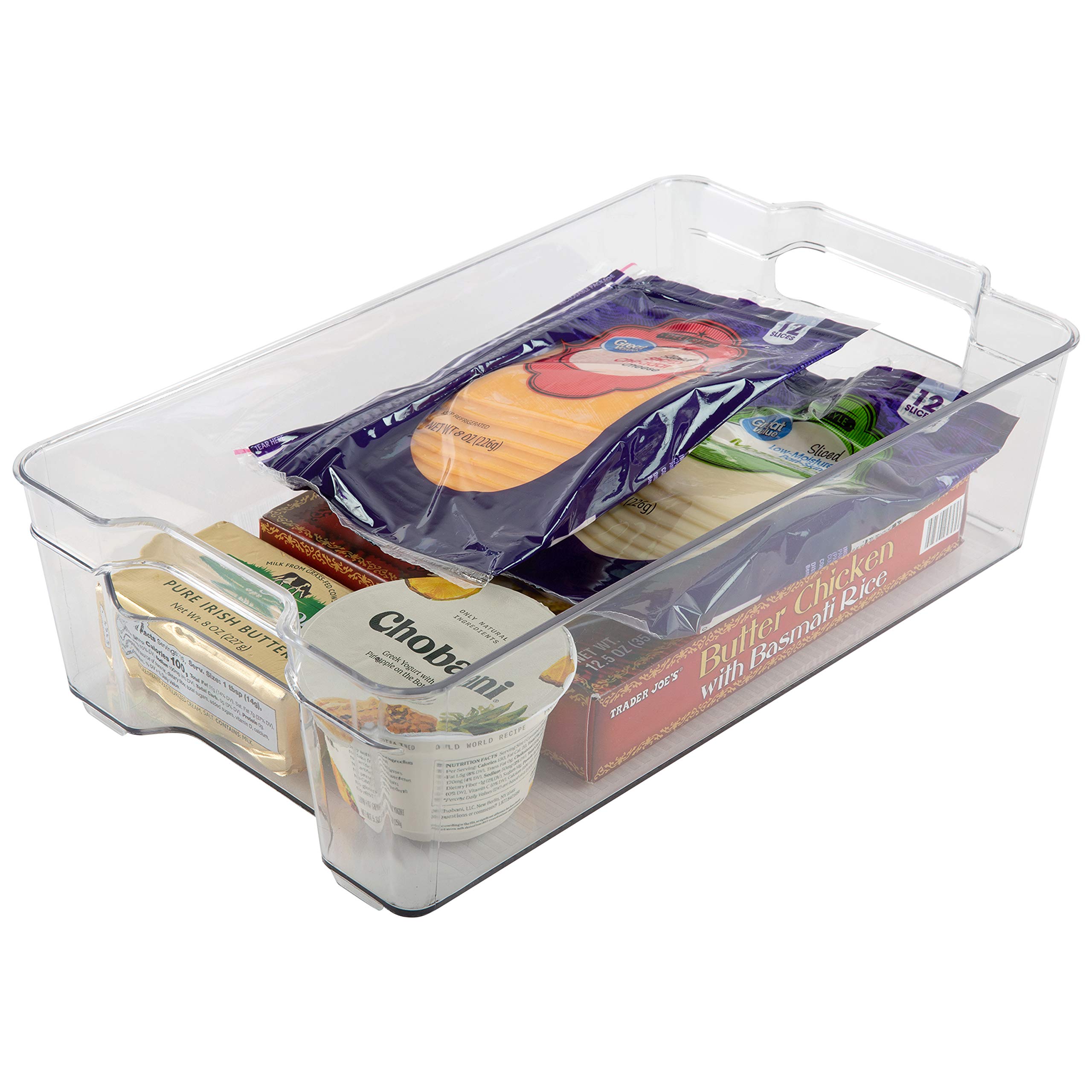 Extra Large Clear Refrigerator Shelf Organizer for Kitchen - Fridge, Freezer, Pantry, Cabinet & Countertop Storage with Handles | Perfect for Organizing Food, Drinks & Kitchen Supplies