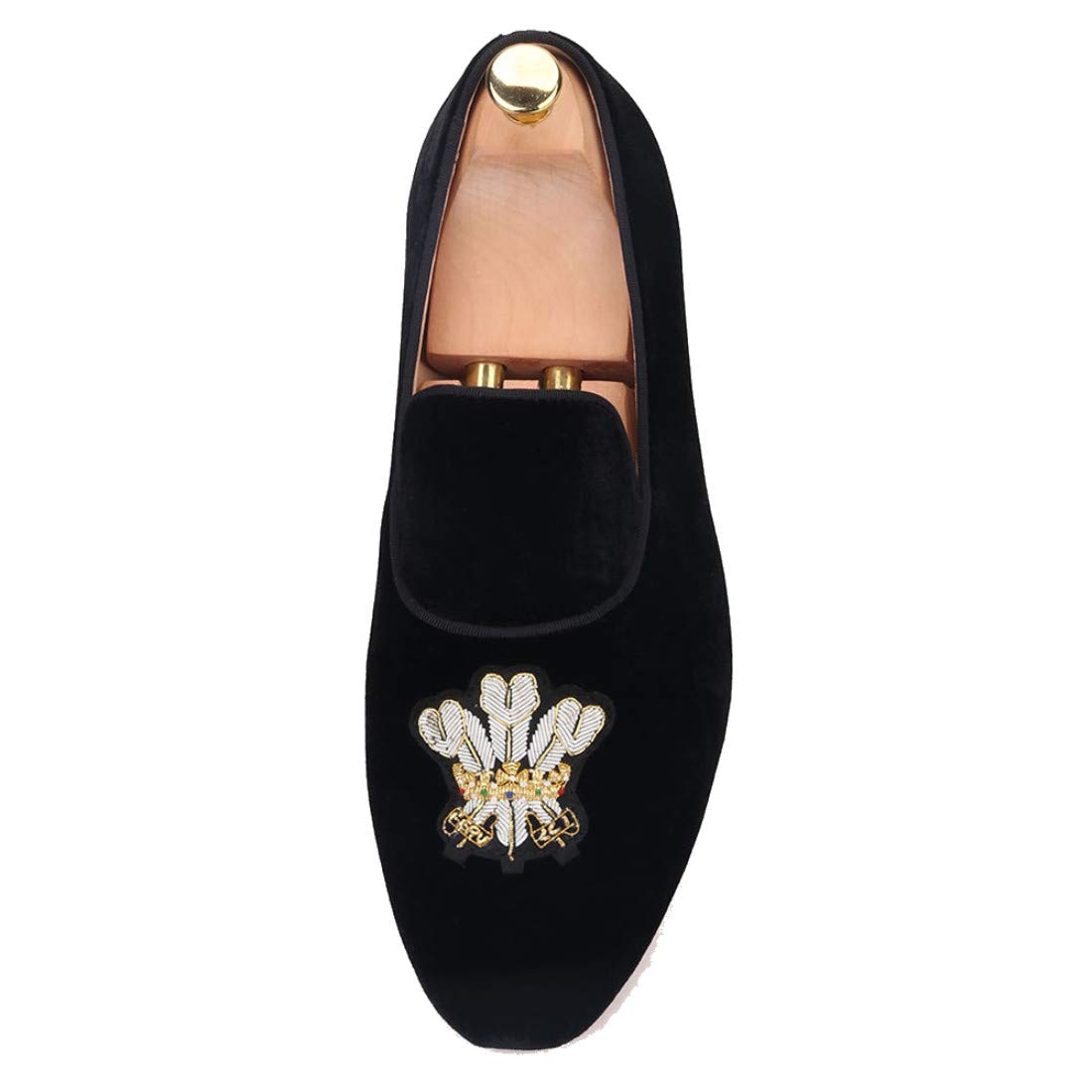 FERUCCI Black Velvet Loafers for Women - Embroidered Formal Slip-On Shoes - Comfortable Flats for Wedding, Prom, Party & Office Wear - Elegant Evening & Special Occasion Footwear