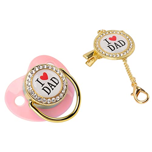 Safe Baby Pacifier with PP Rhinestone & Closed Loop Design - Promotes Healthy Teeth Development (Pink) | Perfect for Newborns, Infants & Toddlers During Sleep or Travel