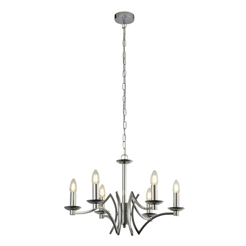 6/8 Light Ascot Multi-Arm Pendant Light Fixture in Antique Brass & Chrome Finish - Perfect for Dining Room, Kitchen Island, or Entryway Lighting