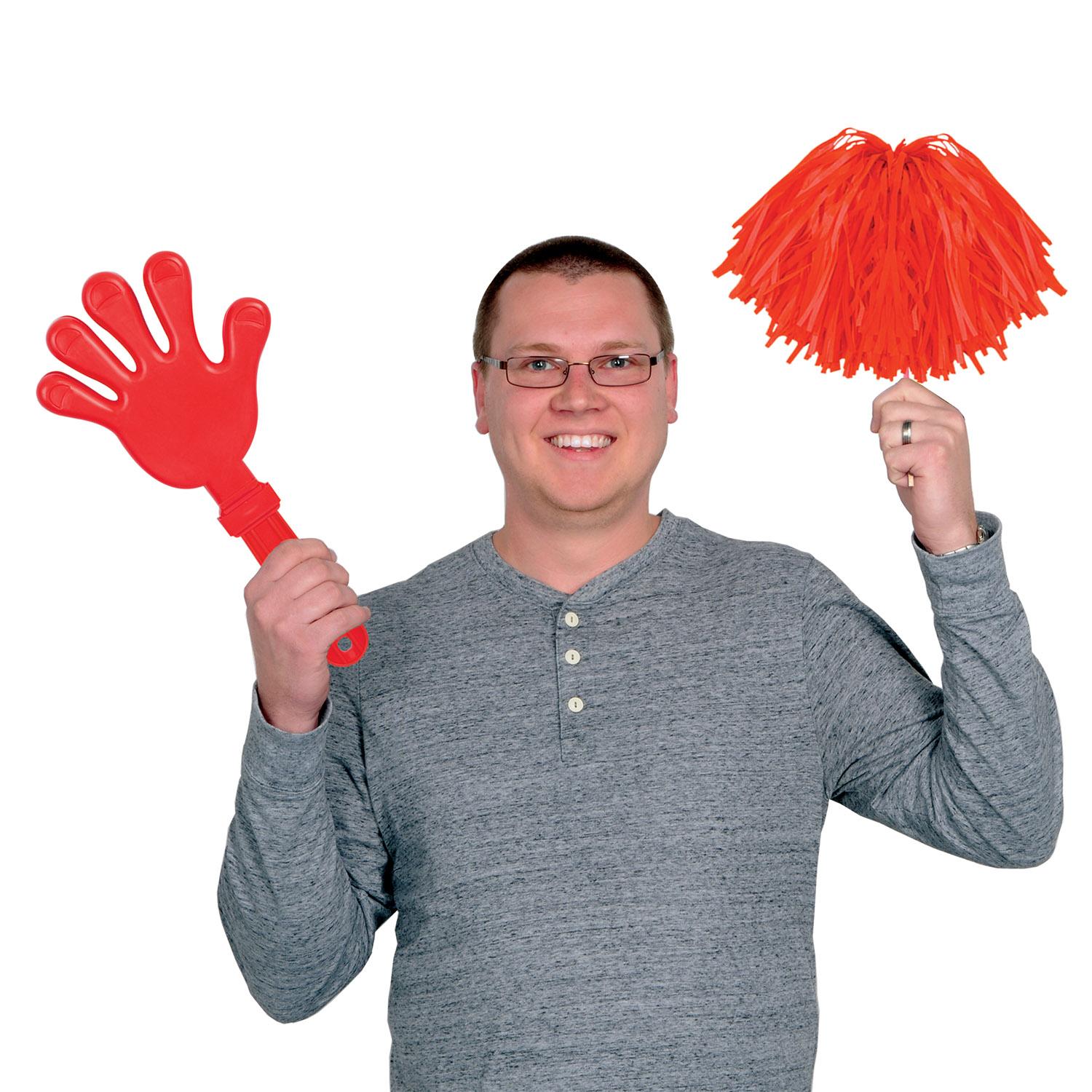 12 Pack Beistle Giant Hand Party Clappers - Red Noise Makers for Cheering, Sporting Events & Celebrations - Perfect for Football Games, Birthday Parties & Pep Rallies