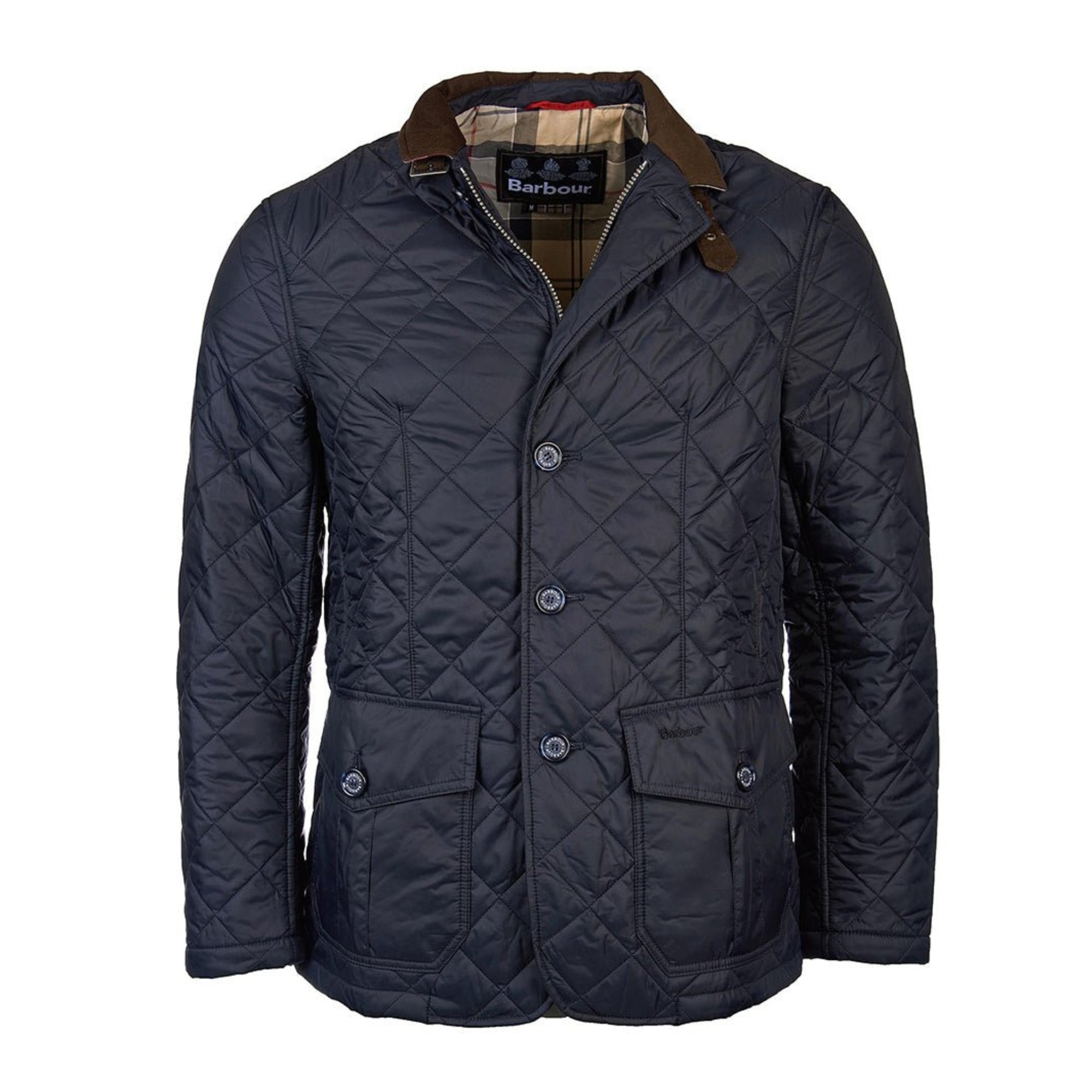 BARBOUR Sander Quilted Jacket for Men - Navy Blue Lightweight Water-Resistant Outdoor Coat for Hiking, Travel & Casual Wear