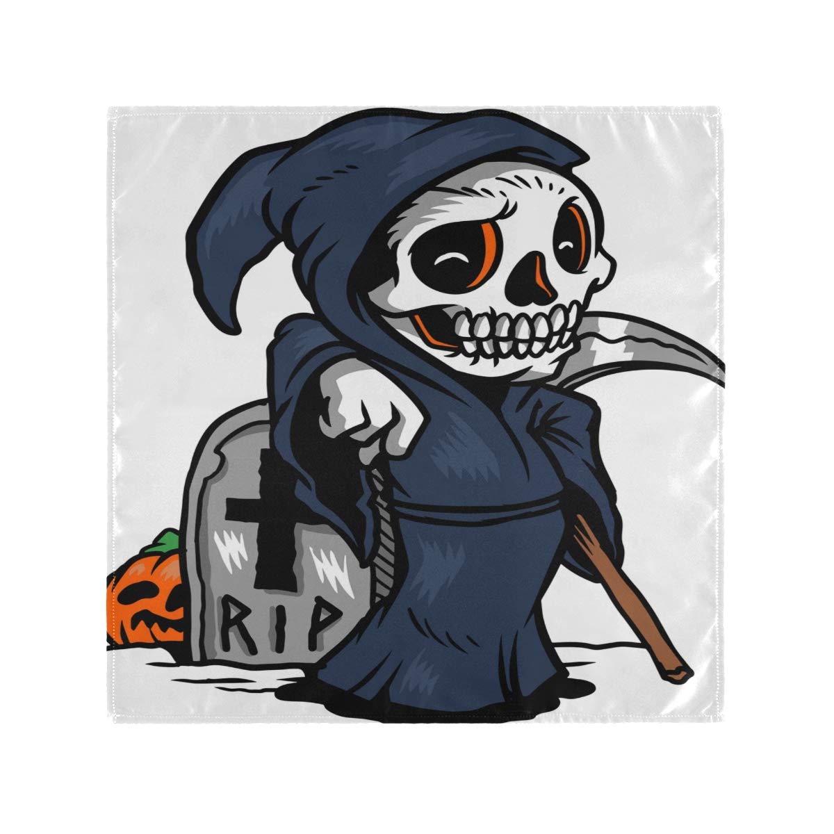 Halloween Skull Grave Zombie Pumpkin Printed Washable Cloth Napkins - 20x20 Inch Reusable Dinner Table Napkins Set of 6 for Halloween Parties, Weddings, Thanksgiving & Christmas Dining Decor