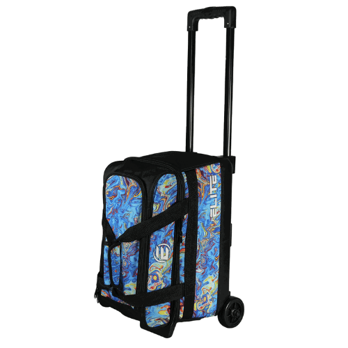 ELITE Basic Double Roller Blue Swirl Bowling Bag - Durable Rolling Bowling Ball Carrier for League Play & Tournament Travel