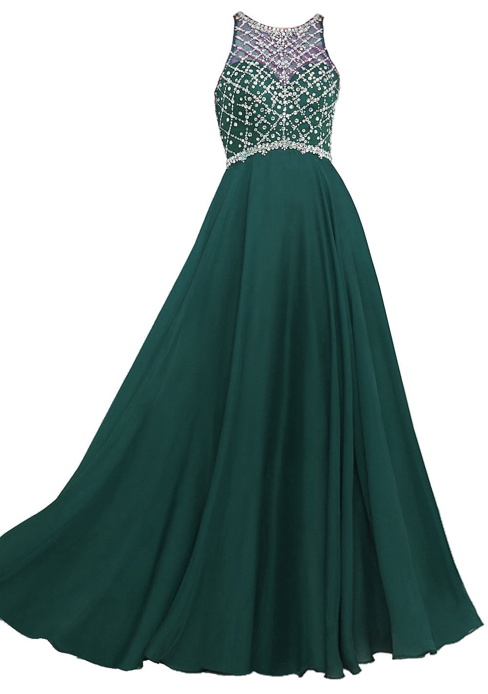 Elegant Sheer Neck Chiffon Prom Dress - Long Formal Evening Gown for Women - Perfect for Homecoming, Prom Night & Special Occasions