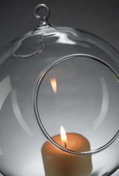10 Pack Clear Glass Hanging Tealight Candle Holders - 10cm Diameter Wedding Decor, Terrarium, Succulent Plant Display, Mini Garden Craft Gift for Home, Party & Outdoor Events