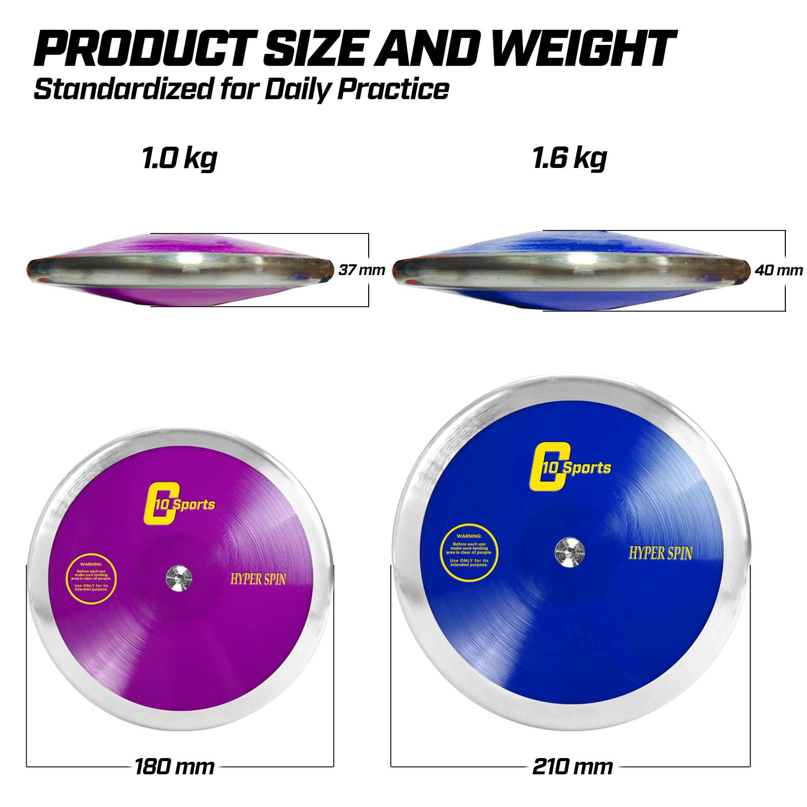 Official Track & Field Discus for High School & College Throwers - High Spin & Low Spin Competition Discus (1.0KG/1.6KG/2.0KG) - Perfect for Outdoor Practice, Training & Track Meets