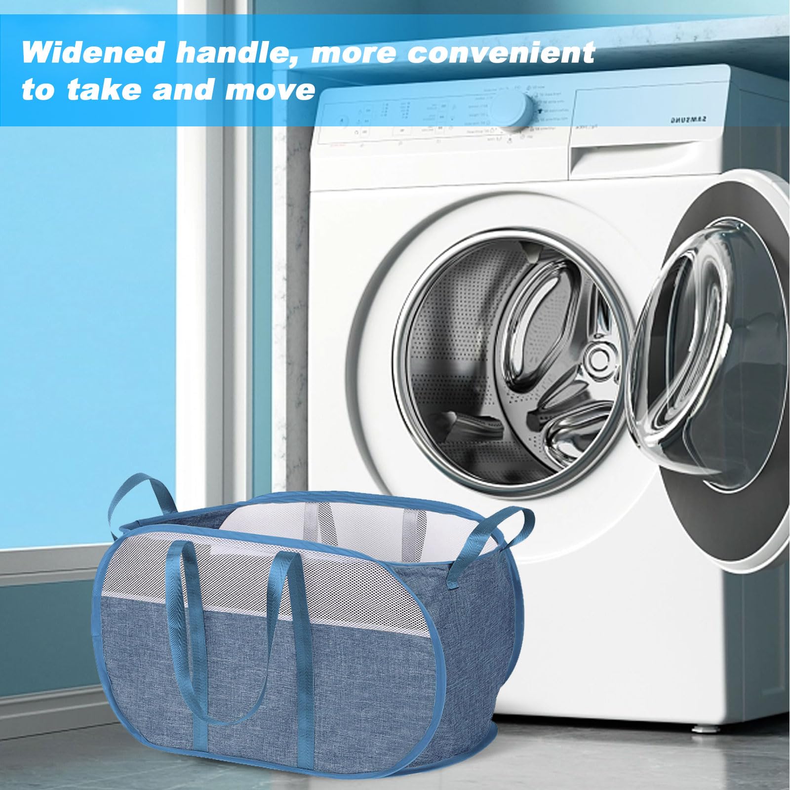 Pop Up Laundry Hamper - Collapsible Mesh Laundry Basket with Durable Handles | Foldable Clothes Hamper for Dorm, Bathroom & Travel | Space Saving Storage Solution for Small Spaces | Perfect for College, Camping & Apartment Living