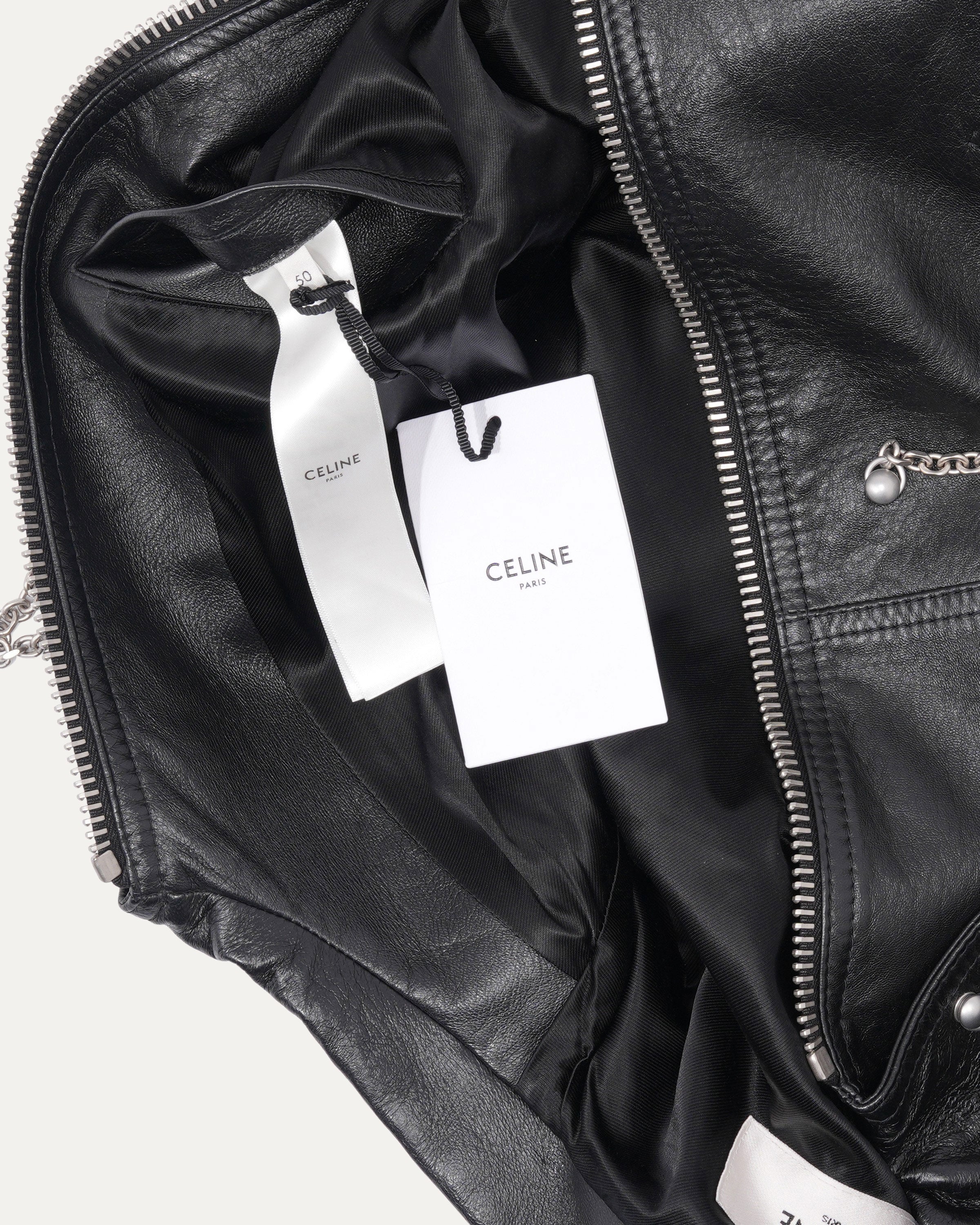 AW21 Stylish Chain Embellished Leather Blouson Jacket for Women - Trendy Biker Jacket with Metal Accents for Night Out & Streetwear Fashion