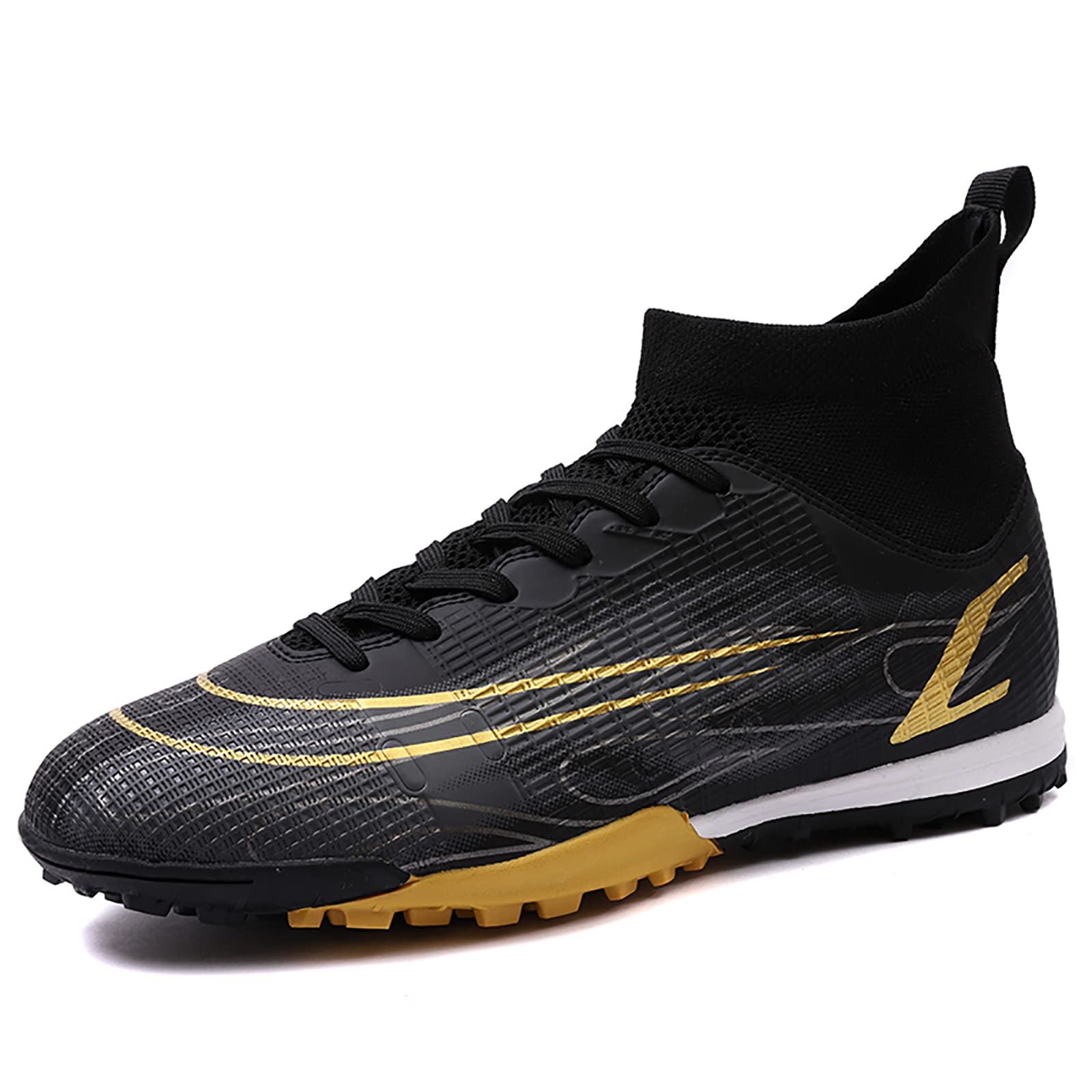 HongHe Men's Soccer Cleats - Professional Spiked Football Shoes for Indoor & Outdoor Training, Competition & Athletic Performance (Size 44, Black) | Perfect for Soccer Matches, Practice Sessions & Field Sports