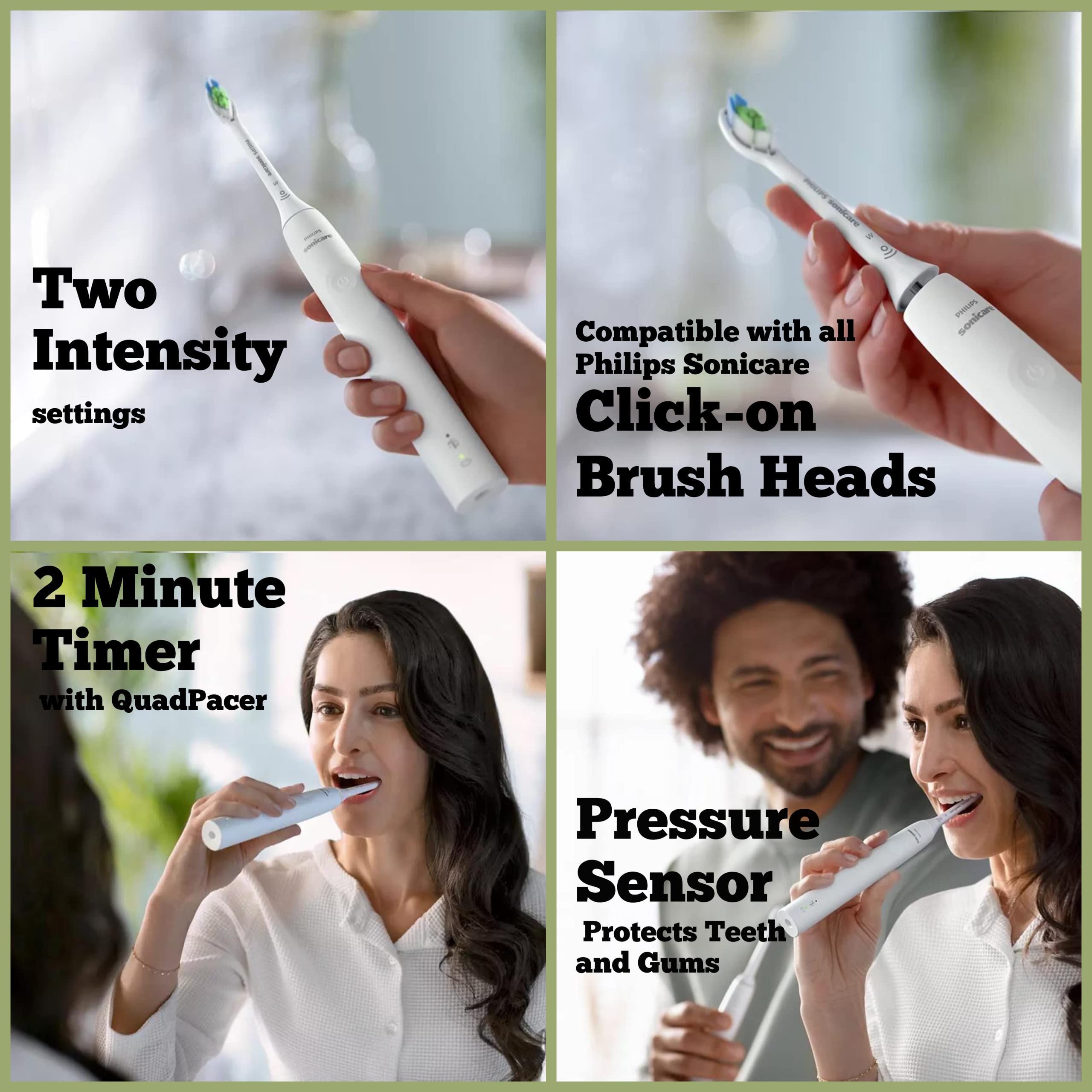 Philips Sonicare DiamondClean Electric Toothbrush with 2 Brush Heads - Rechargeable Sonic Toothbrush with Pressure Sensor & Travel Case (Black/White) - Perfect for Home Use & Travel Oral Care