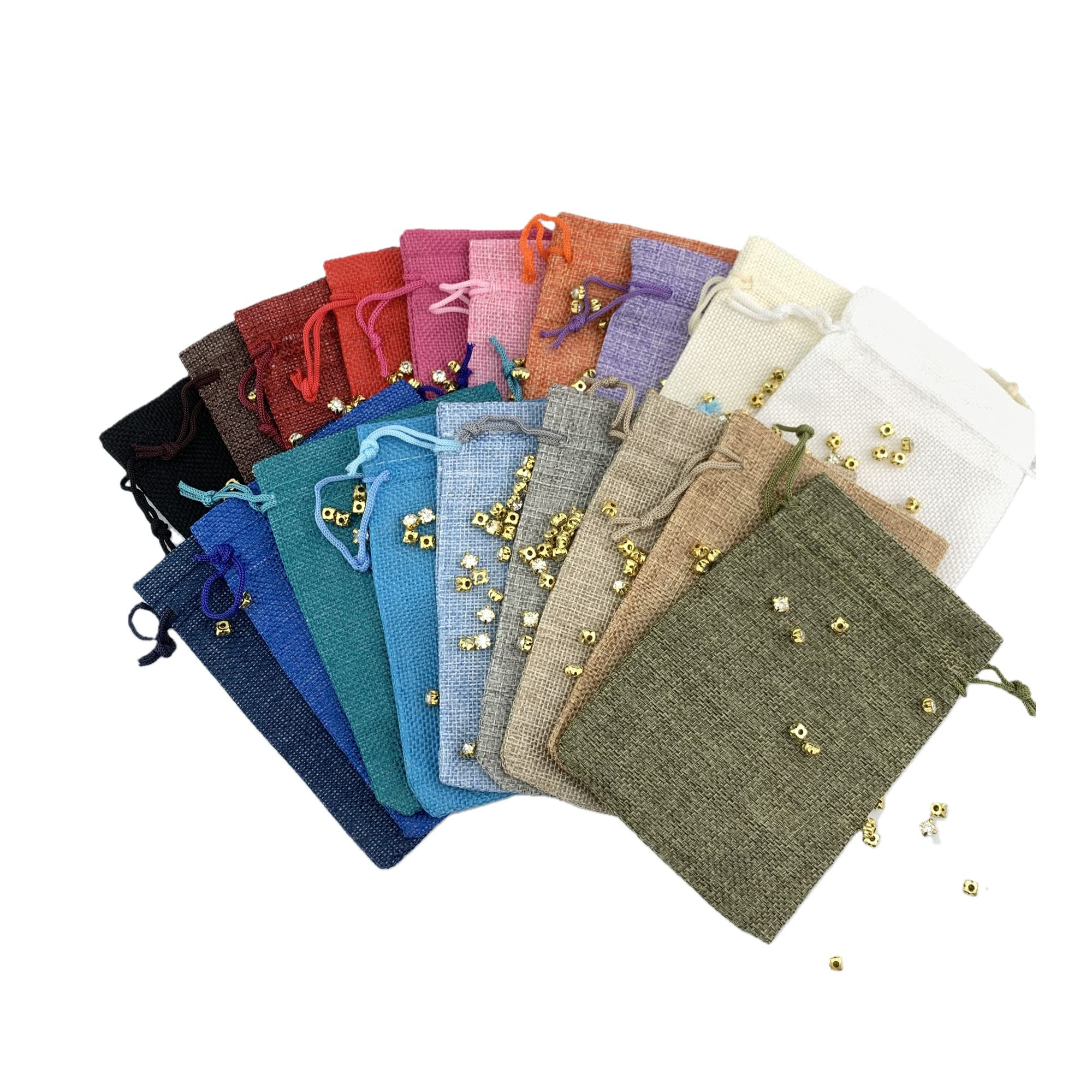 Palmhomee 20-Pack Burlap Drawstring Gift Bags - 4x5.6 Inch Linen Jewelry Pouches for Wedding Favors, Birthday Party Treats & Special Occasions (Mixed Colors) - Perfect for DIY Crafts, Bridal Showers & Holiday Gifting