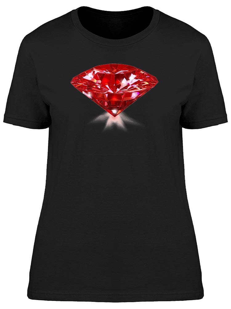 Women's Red Ruby Diamond Graphic T-Shirt - Stylish Casual Tee for Everyday Wear, Outings & Layering