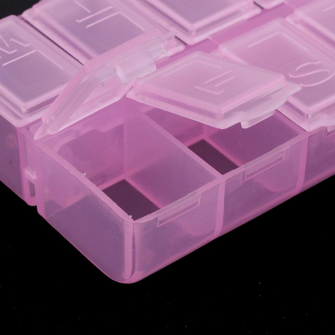 uxcell 8-Slot Pill Tablet Dispenser Organizer - Clear Pink Storage Case Box for Medicine, Vitamins & Daily Supplements | Perfect for Home, Travel & Office Use