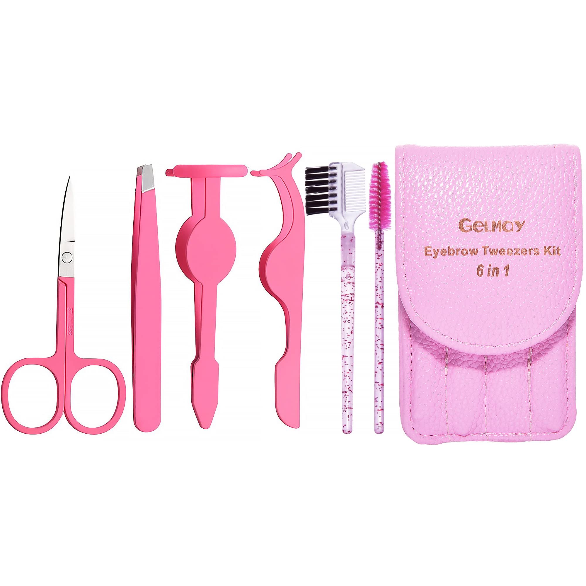 6Pcs Professional Eyelash Curler Set with Applicator, Tweezers, Scissors & Comb - Portable Eyebrow Grooming Kit for Women - Perfect for Home, Travel & Salon Use