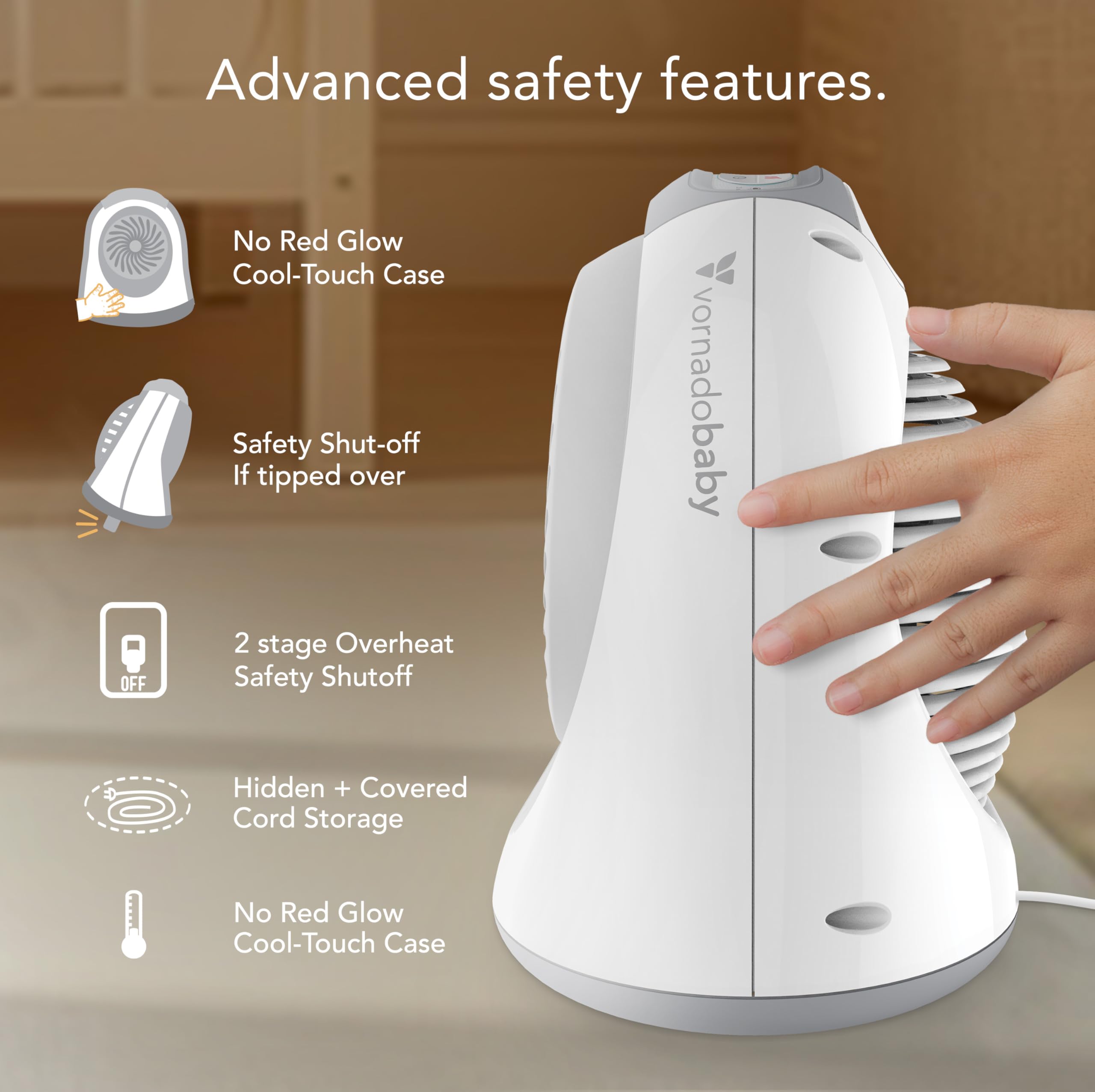 Sensa Nursery Space Heater - 1200W Adjustable Thermostat Electric Heater for Baby Room with Safety Features (Locking Controls, Tip-Over Protection, Auto Shutoff) | Perfect for Nursery, Bedroom & Winter Use