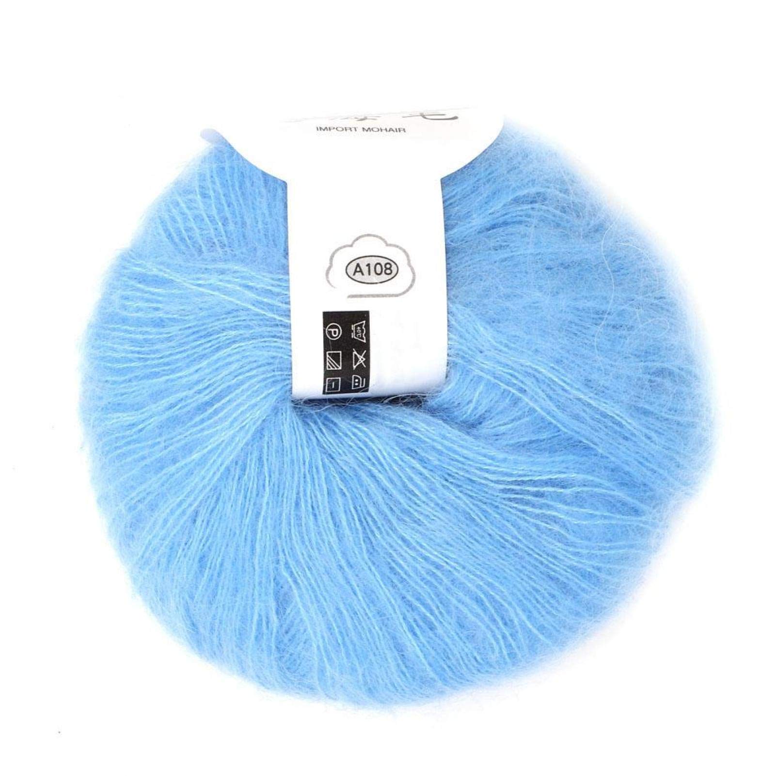 Soft Mohair Knitting Yarn (08 Light Blue) - Premium Handmade Knitting Wool for Scarves, Sweaters & Baby Clothes - Cozy & Warm DIY Craft Supplies