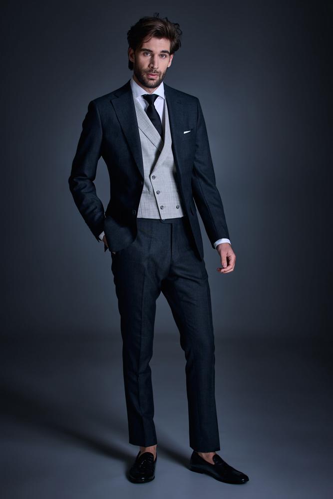 Greyson Apollo Harry 3 Piece Suit - Charcoal Twist & Light Grey Tropical Wool Men's Formal Wear | Perfect for Weddings, Business Meetings & Special Occasions