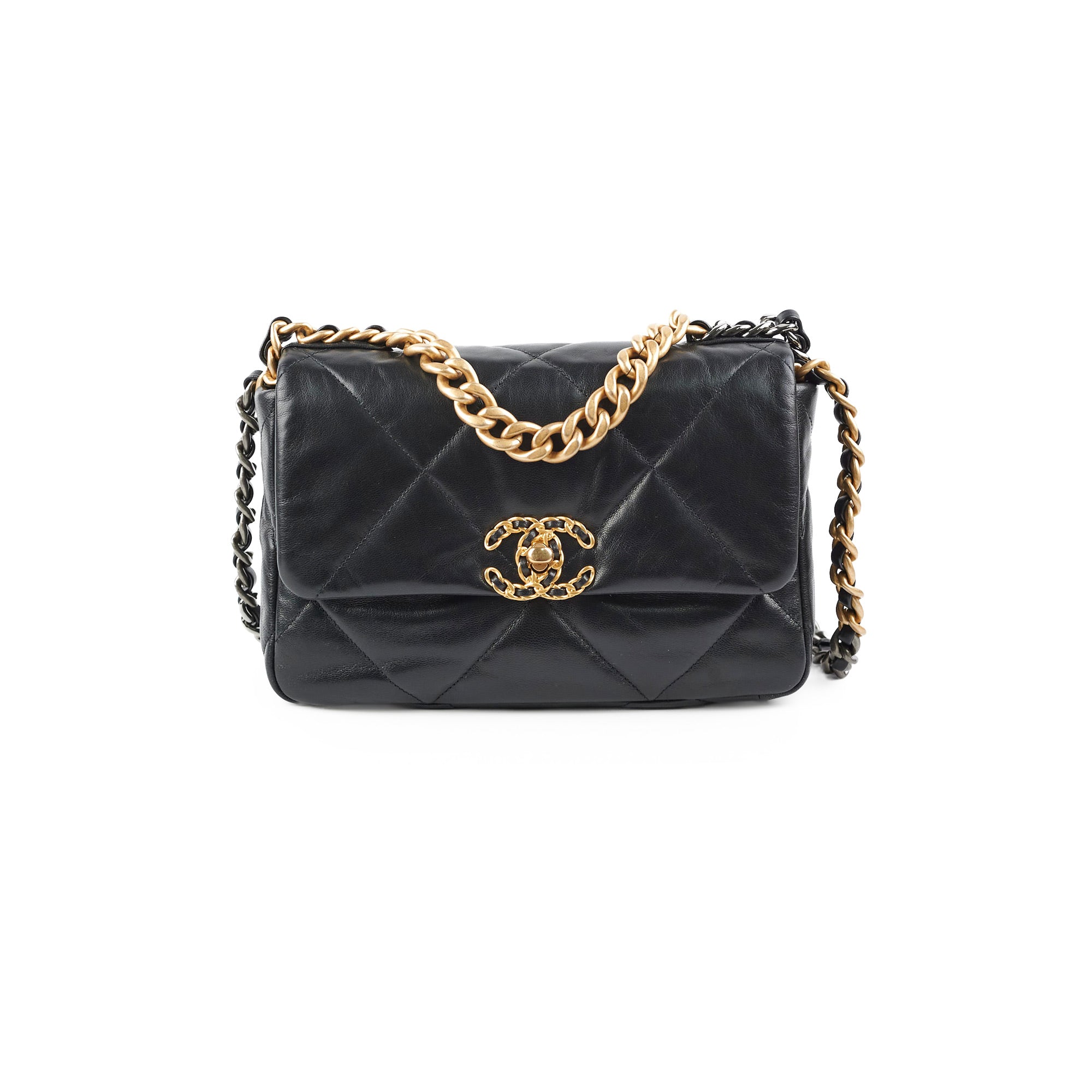 Chanel 19 Small Black Leather Crossbody Bag - Classic Flap Shoulder Bag with Chain Strap | Perfect for Date Night, Parties & Everyday Luxury
