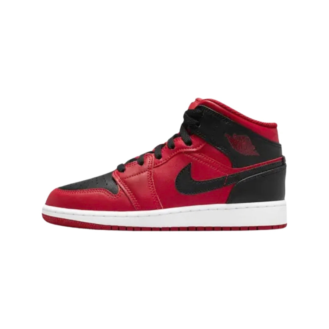 Air Jordan 1 Mid Reverse Bred Black Gym Red White Basketball Shoes - Stylish Sneakers for Men's Streetwear & Gym Workouts