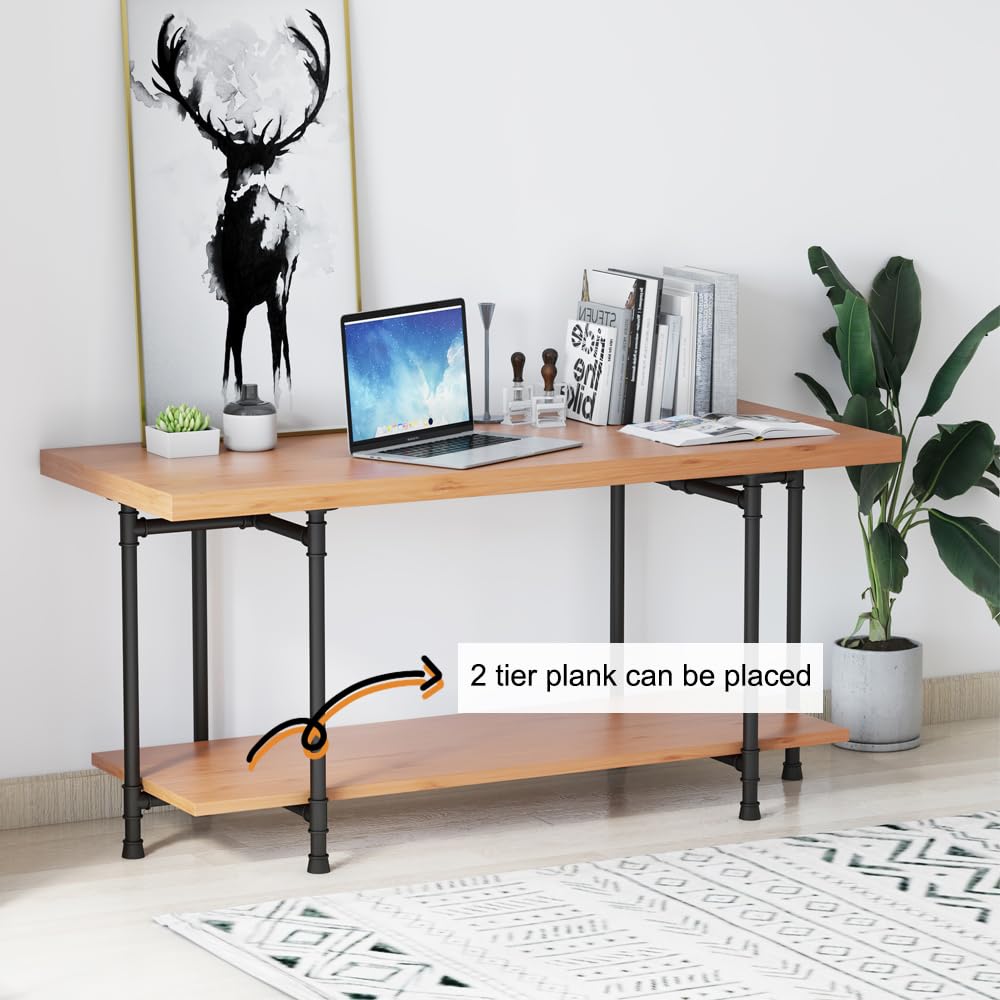 Heavy Duty Metal Table Legs 28 Inch - Industrial Black Desk Legs Set of 2, Modern Dining Furniture Legs with Steel Pipe Design for Kitchen Tables, Workbenches & Office Desks