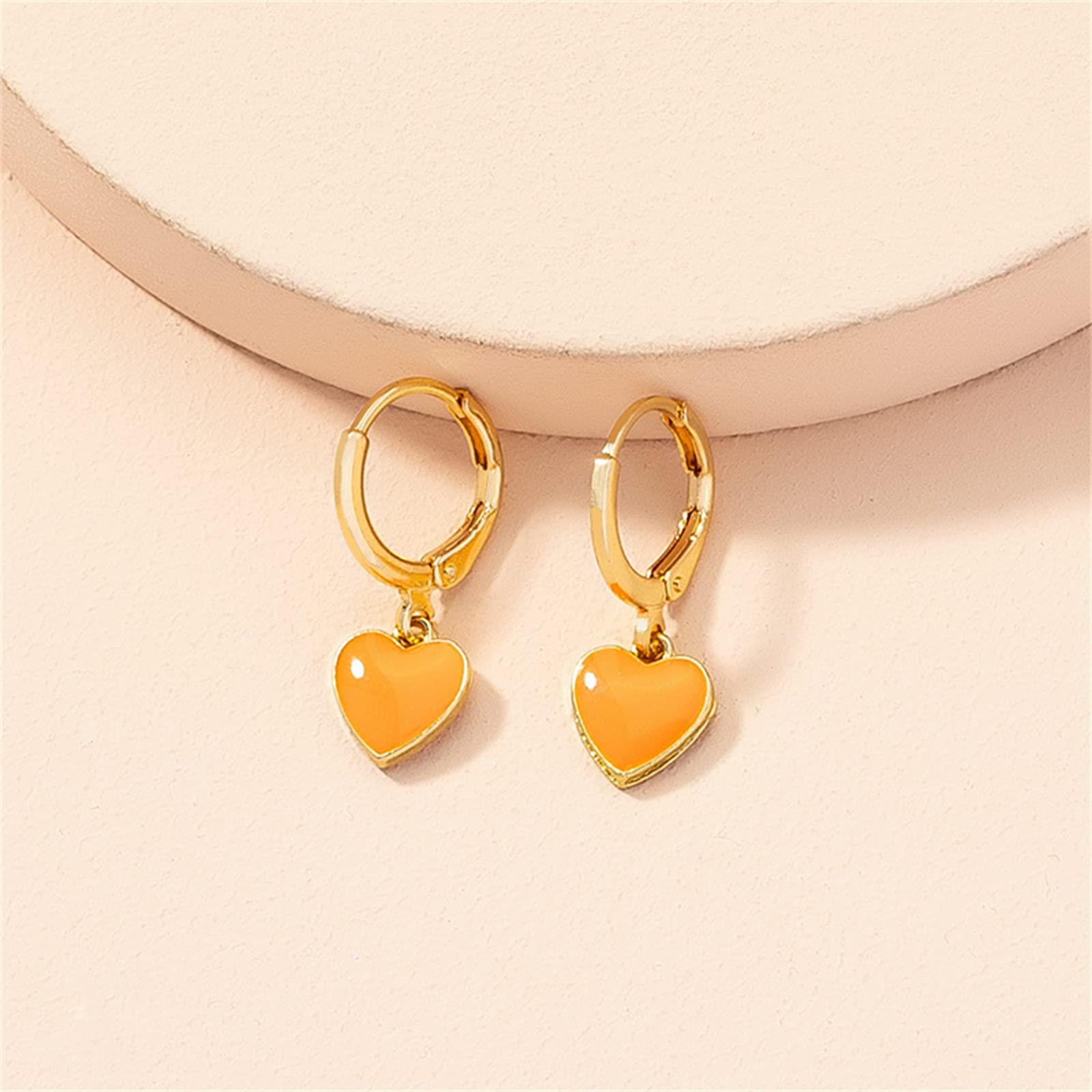 14K Gold Plated Huggie Hoop Earrings for Women - Tiny CZ Heart Earrings with Red Enamel, Initial Ear Cuff Minimalist Jewelry - Perfect for Everyday Wear, Date Nights & Gifts